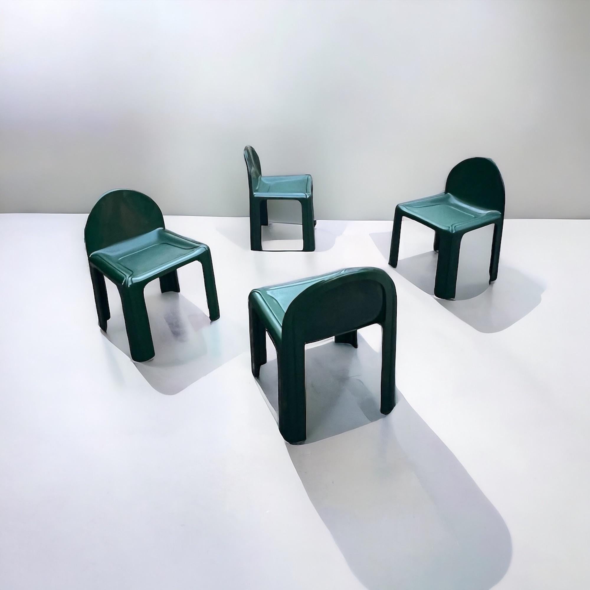 Kartell Model 4854 Chairs by Gae Aulenti, 1960s - Set of 4 - Emerald Green Resin For Sale 4