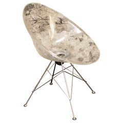 Kartell Philippe Starck Ghost 'Eros" Lucite and Chrome Lounge or Accent Chair