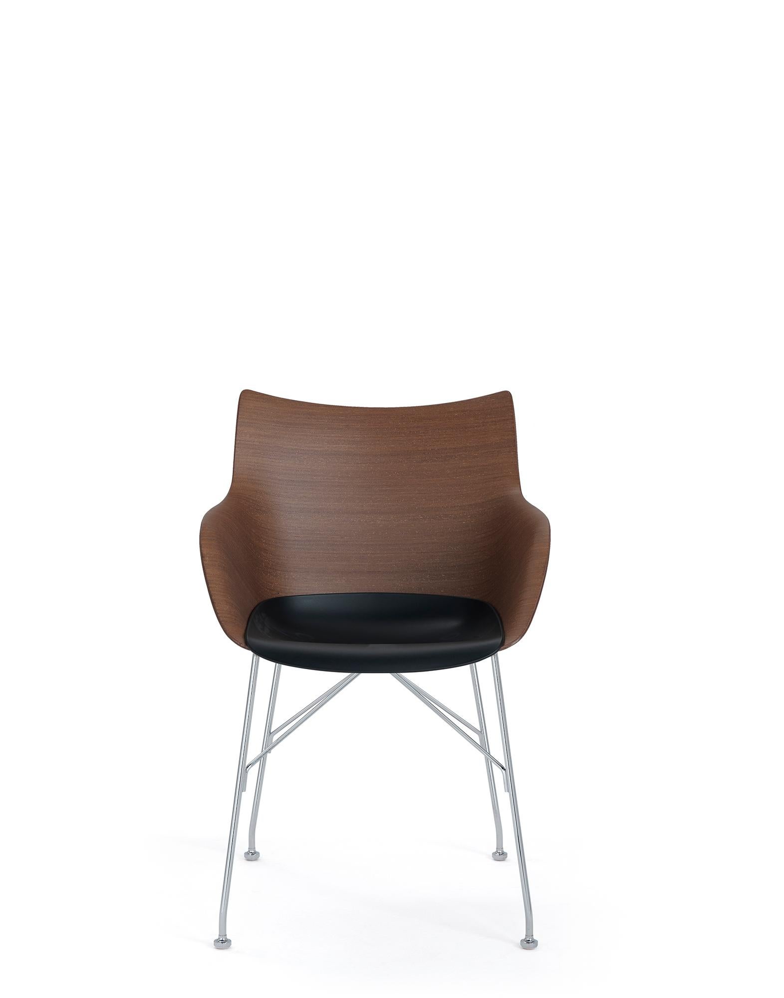 Kartell Q-Wood Arm Chair by Philippe Starck in Dark Wood Black For Sale 6