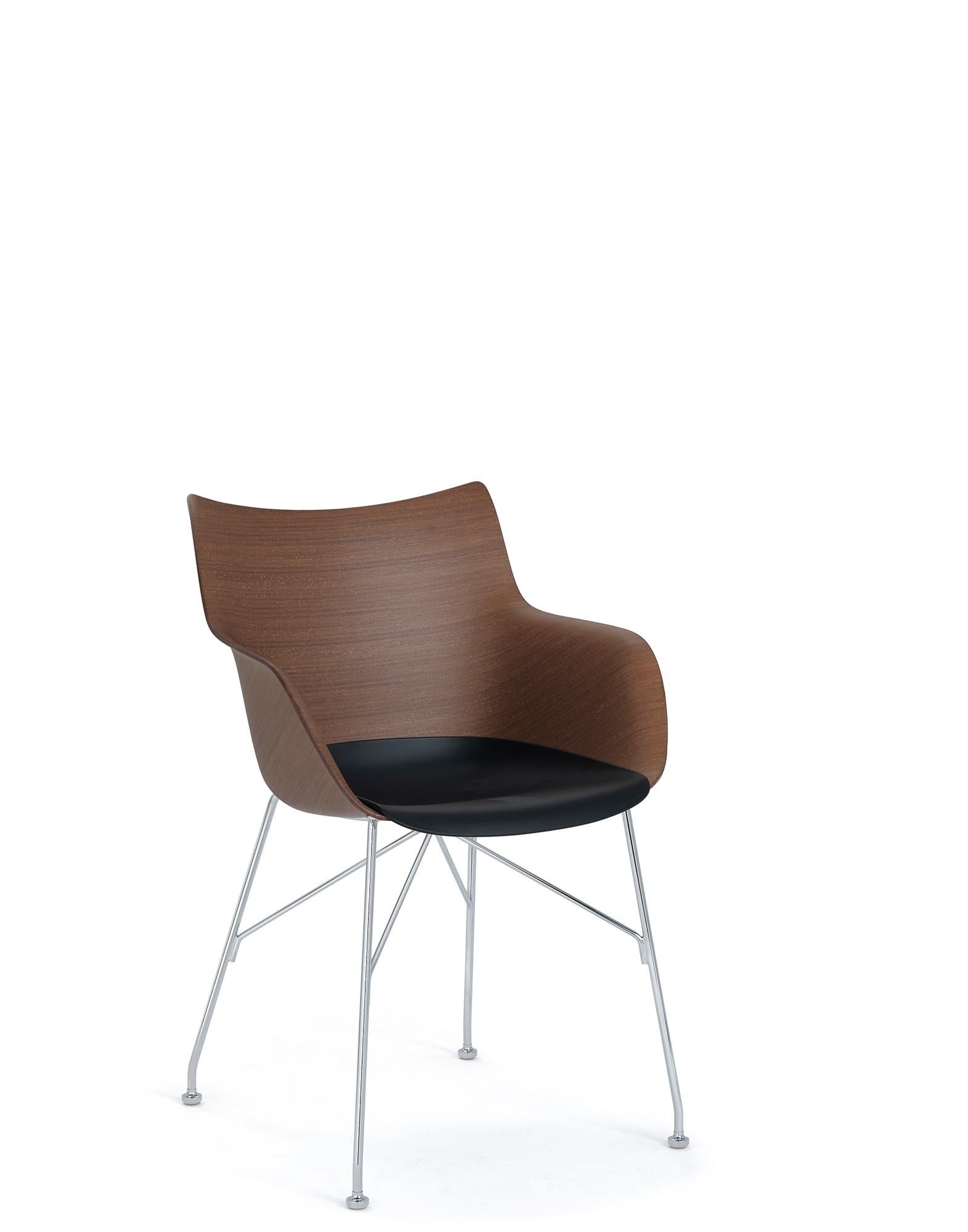 Kartell Q-Wood Arm Chair by Philippe Starck in Dark Wood Black For Sale 7