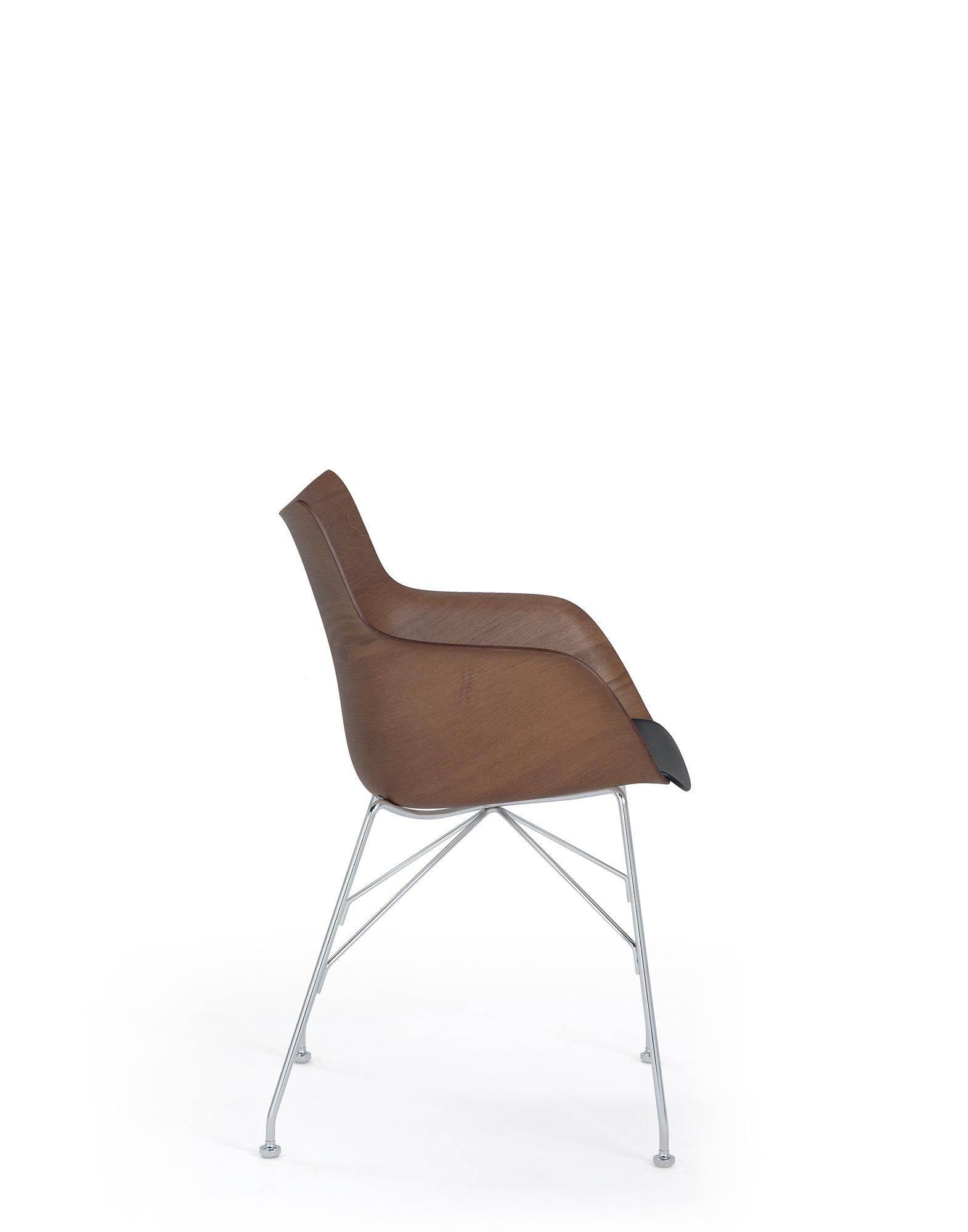Kartell Q-Wood Arm Chair by Philippe Starck in Dark Wood Black For Sale 8