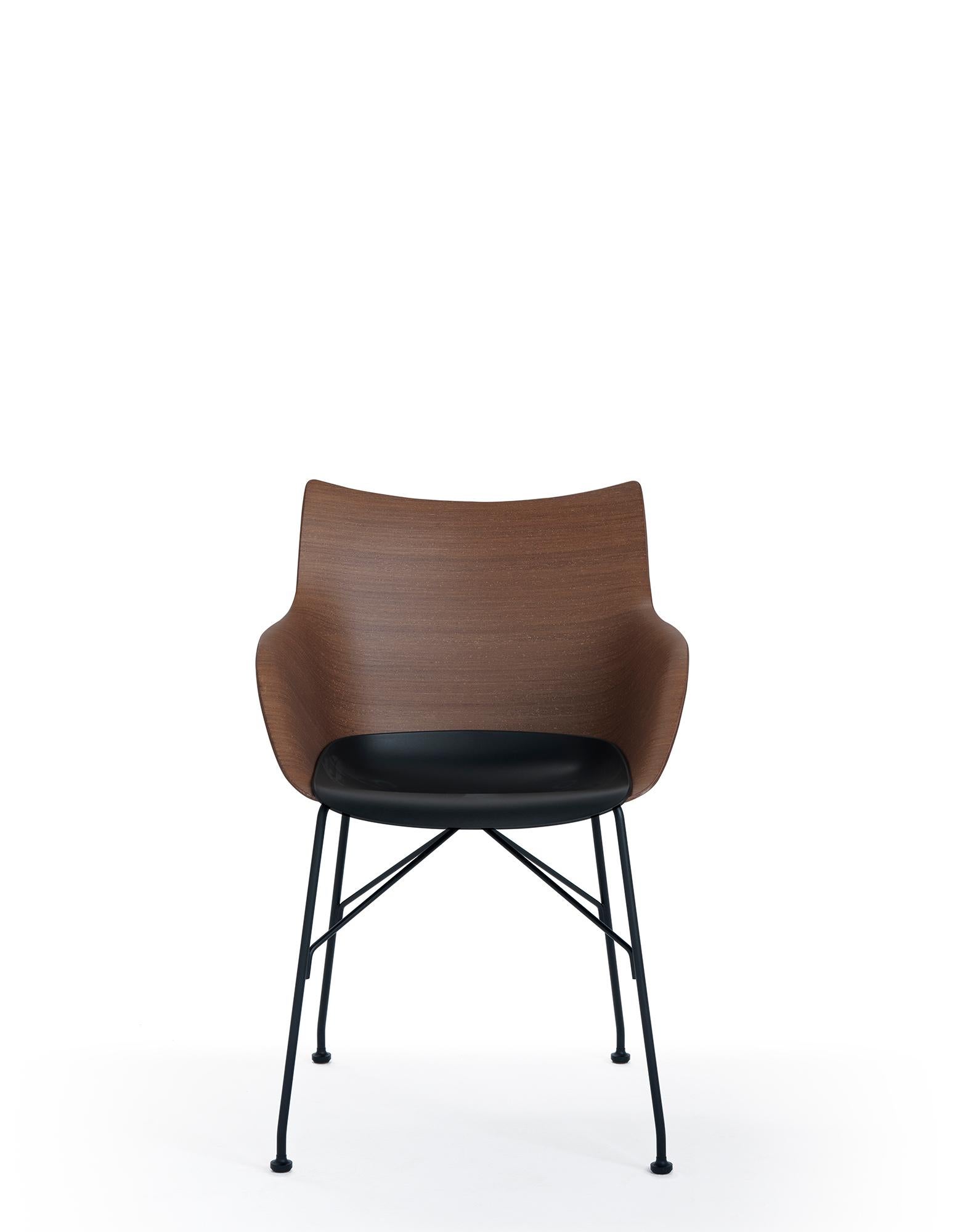 Kartell Q-Wood Arm Chair by Philippe Starck in Dark Wood Black For Sale 10