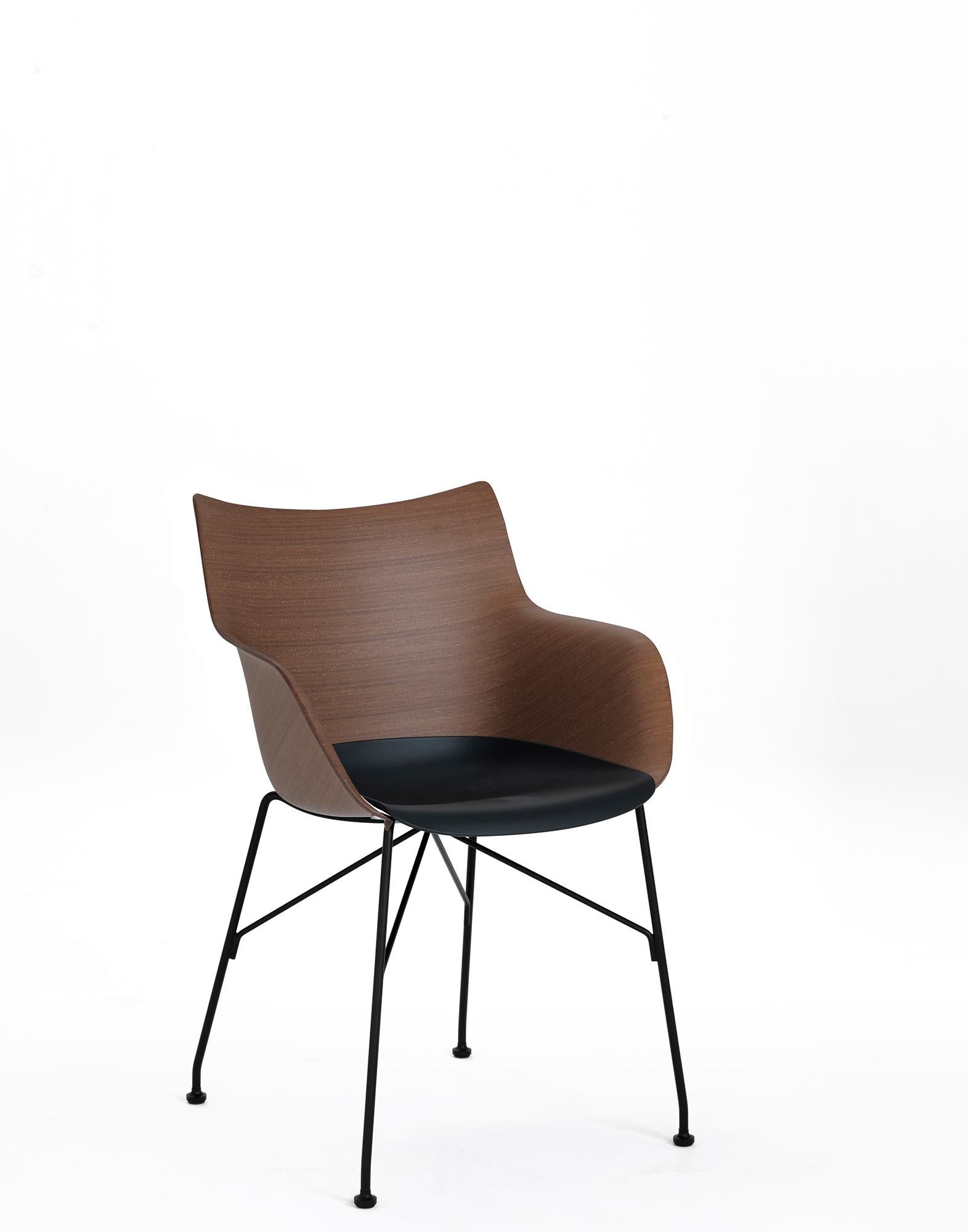 Kartell Q-Wood Arm Chair by Philippe Starck in Dark Wood Black For Sale 11