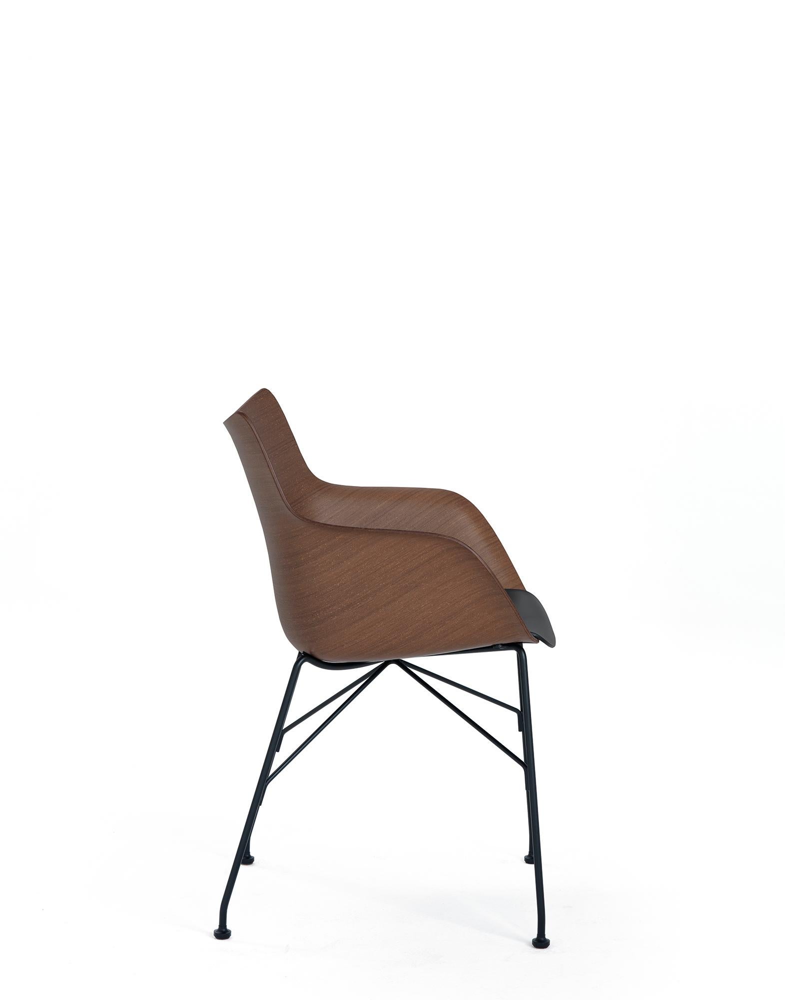 Kartell Q-Wood Arm Chair by Philippe Starck in Dark Wood Black For Sale 12