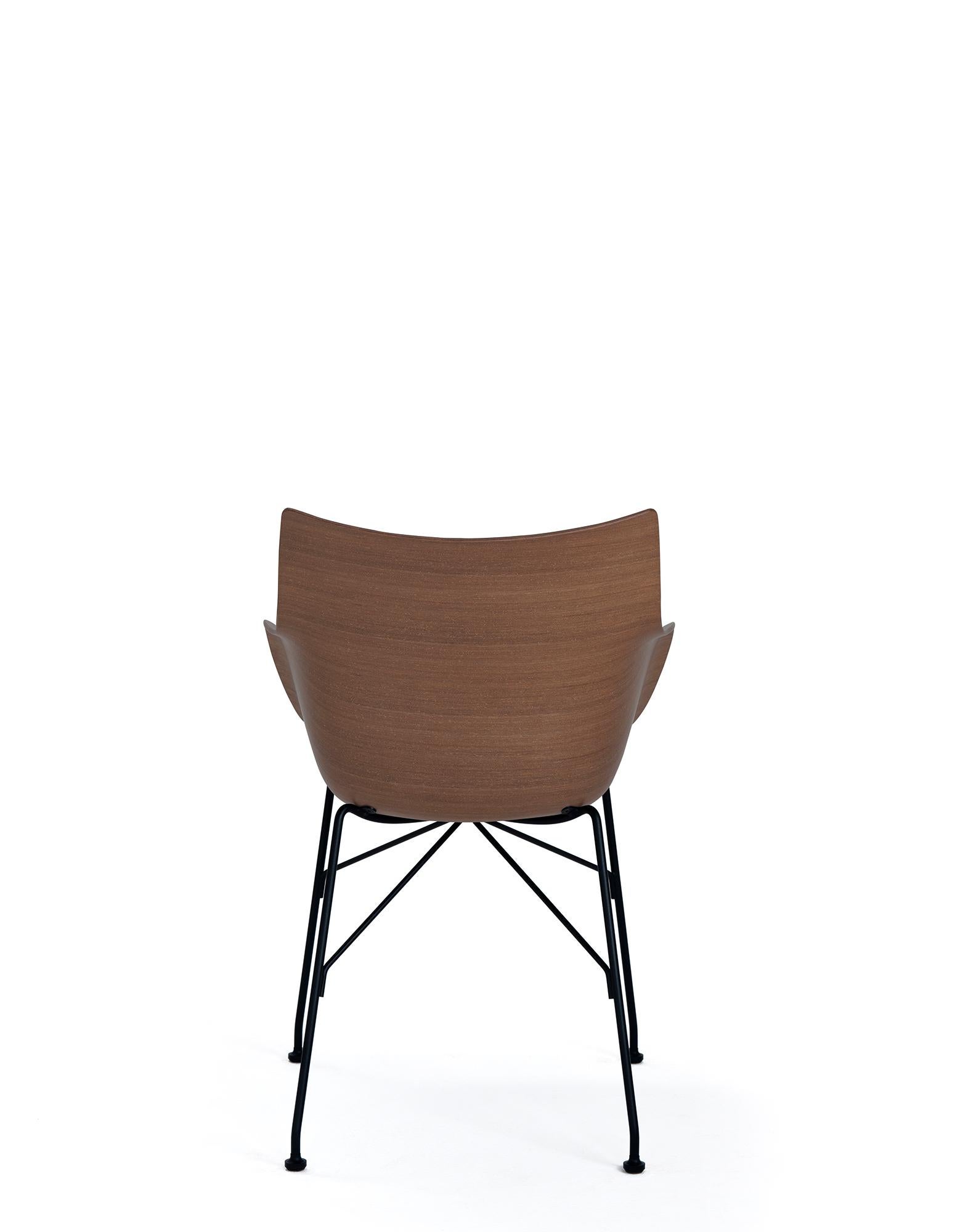Kartell Q-Wood Arm Chair by Philippe Starck in Dark Wood Black For Sale 13