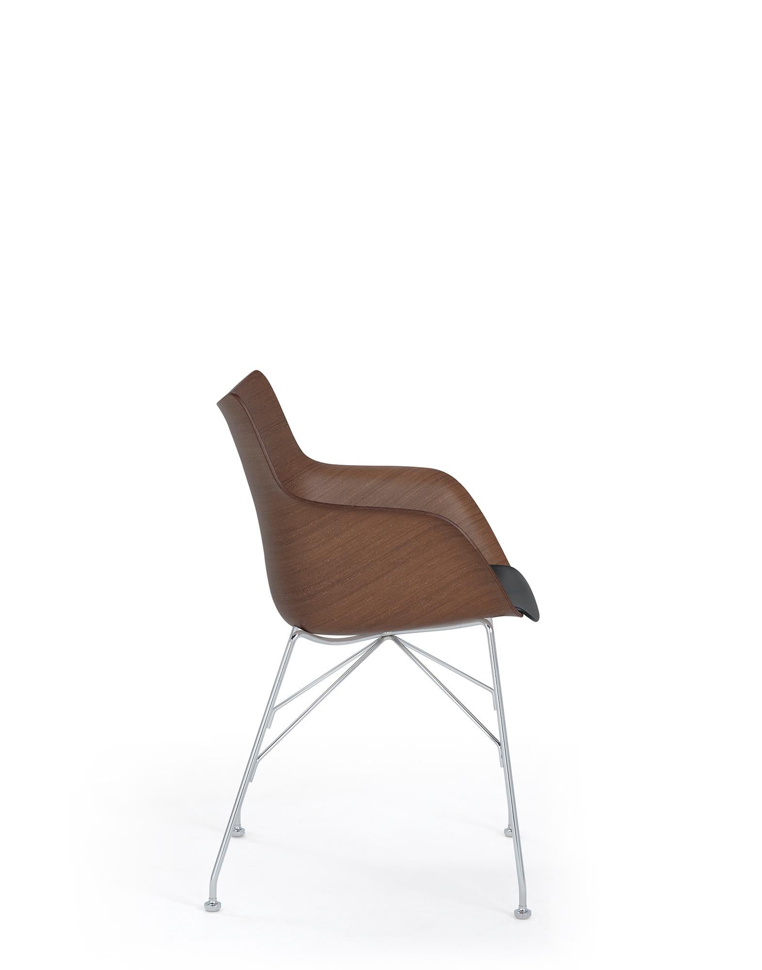Modern Kartell Q-Wood Arm Chair by Philippe Starck in Dark Wood Black For Sale