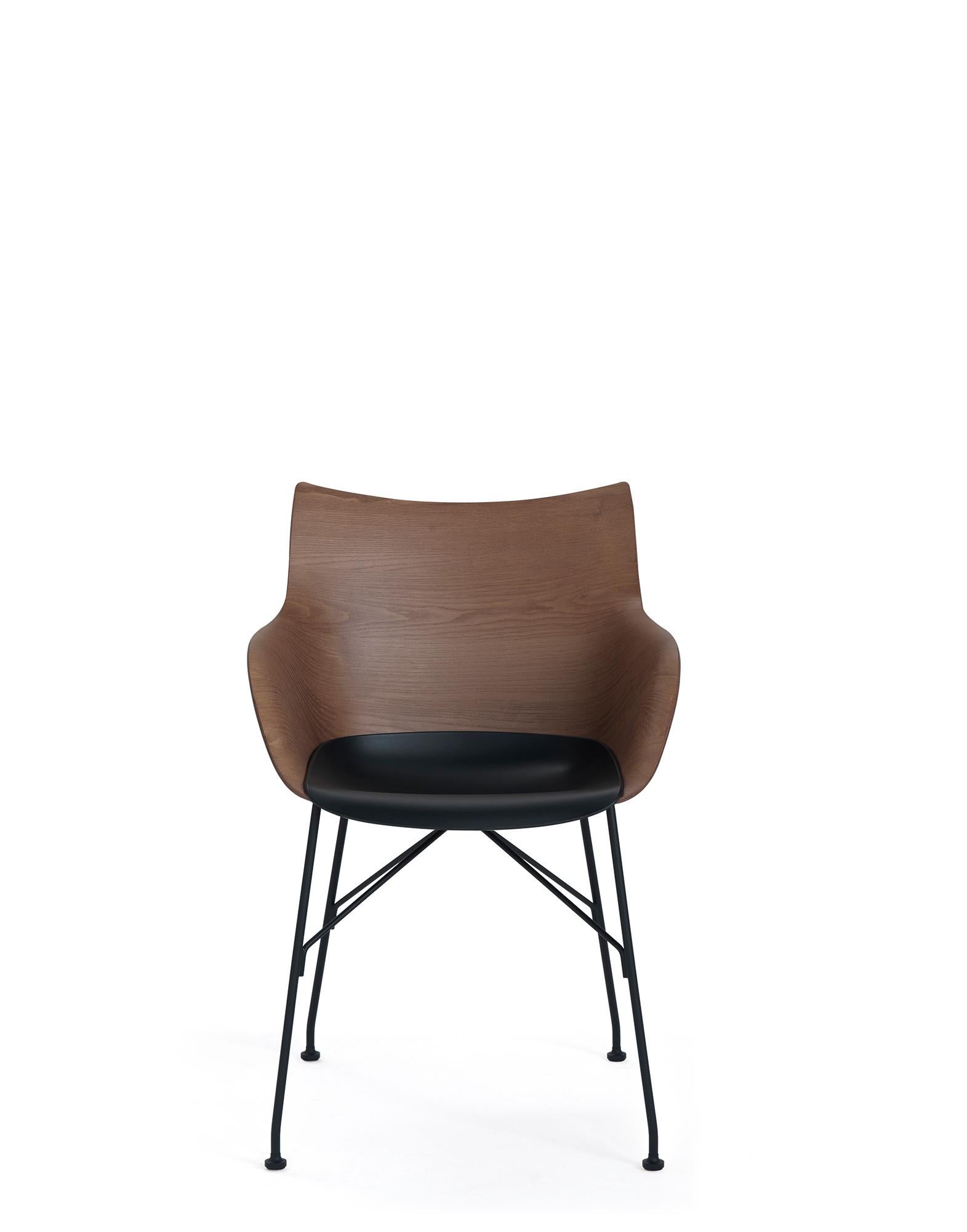 Kartell Q-Wood Arm Chair by Philippe Starck in Dark Wood Black In New Condition For Sale In Brooklyn, NY