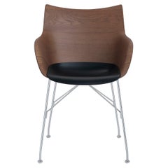 Kartell Q-Wood Arm Chair by Philippe Starck in Dark Wood Black