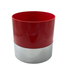 Kartell Red and Chrome Waste Paper Basket, Italy, 1970s