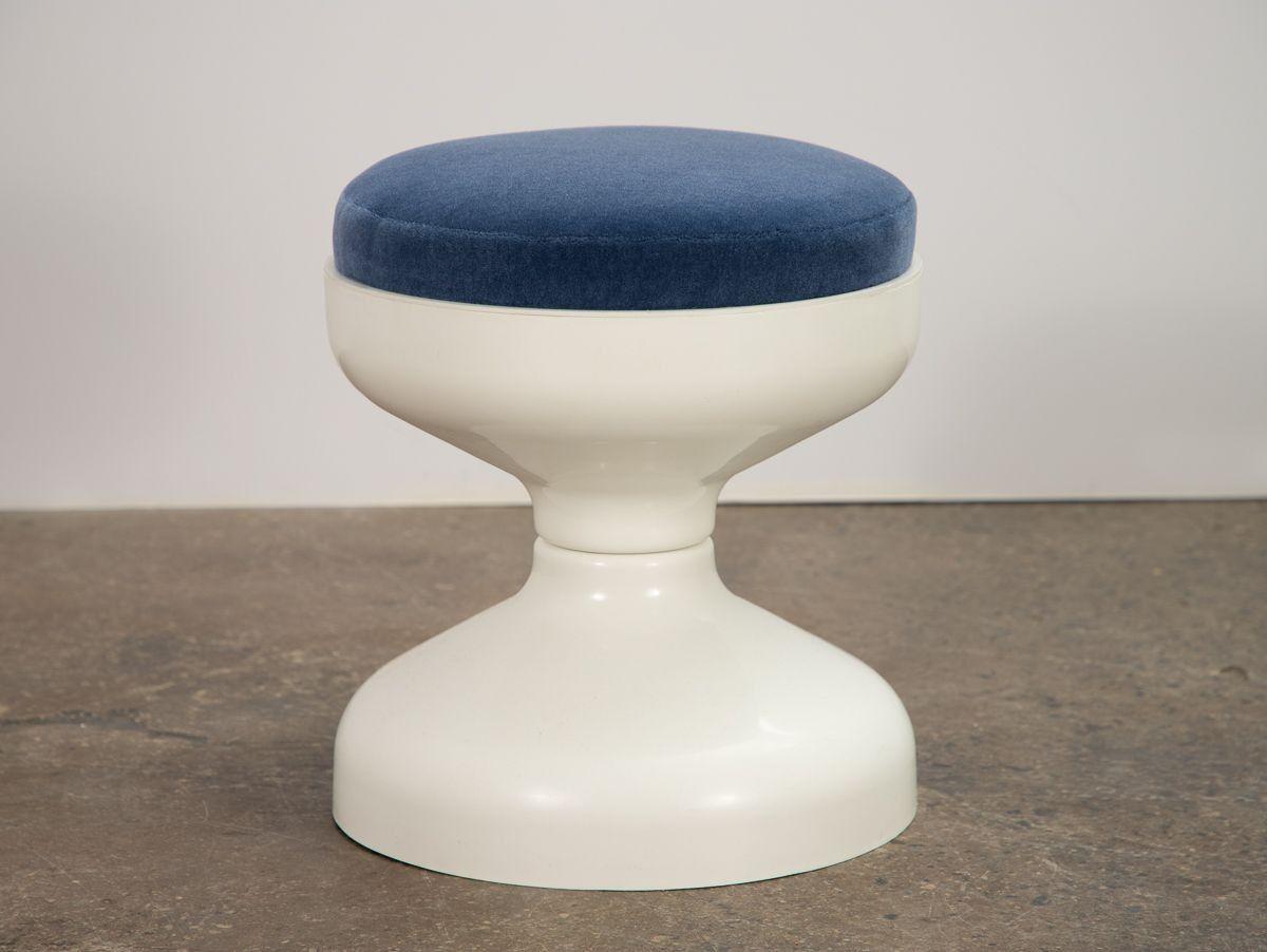 Kartell Rocchetto Stools in Blue Velvet In Excellent Condition In Brooklyn, NY