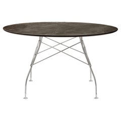 Kartell Round Glossy Table in Aged Bronze Chrome Frame by Antonio Citterio