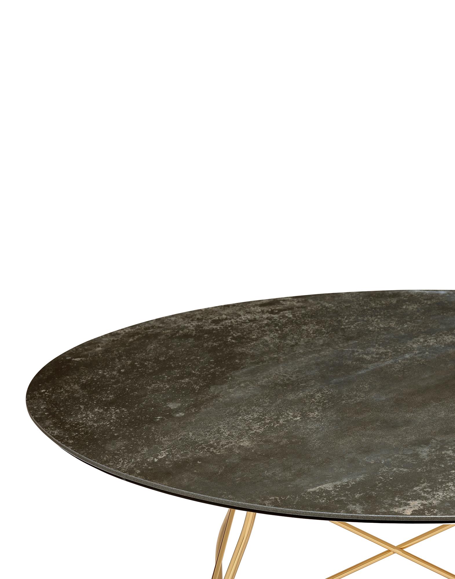 Modern Kartell Round Glossy Table in Aged Bronze Marble by Antonio Citterio For Sale