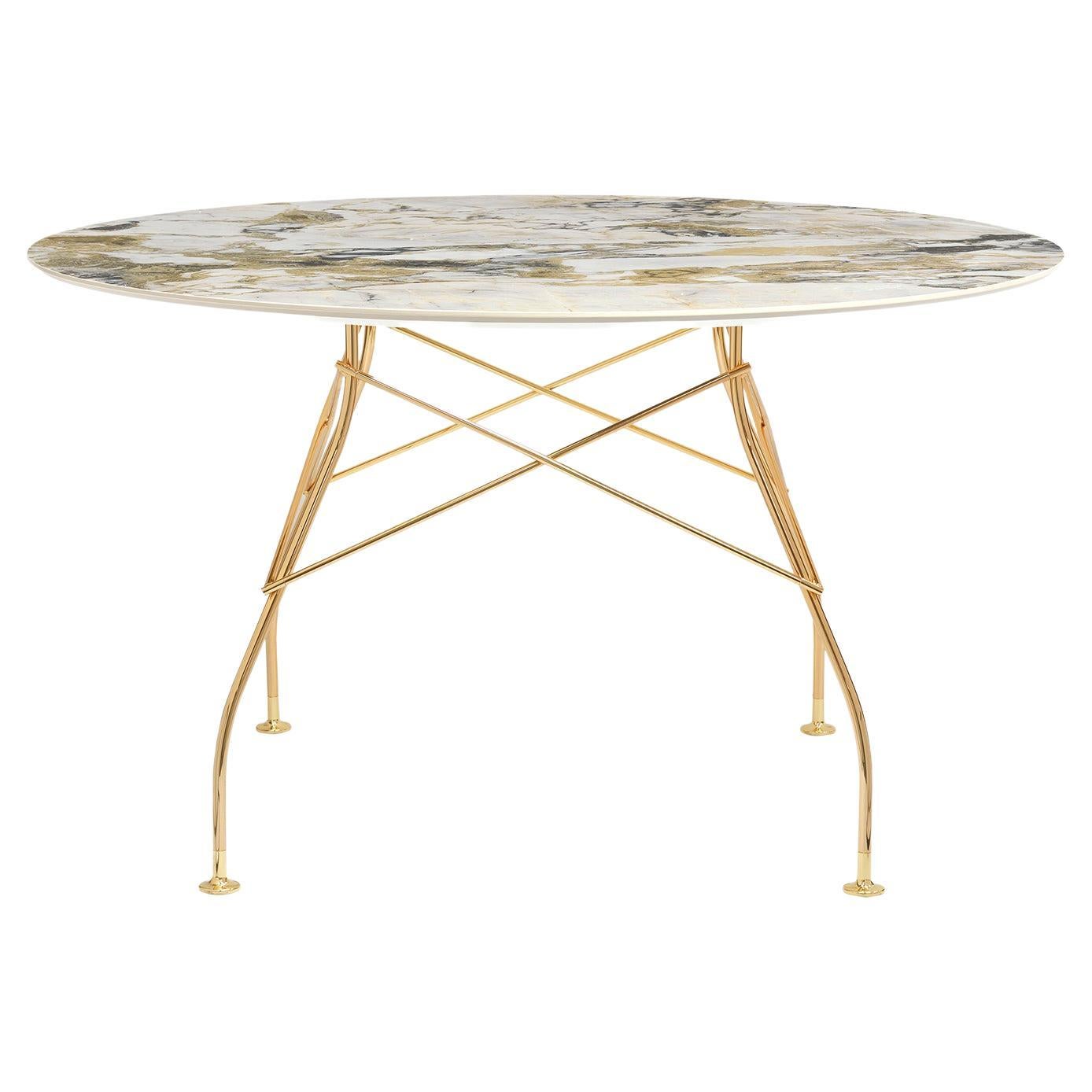 Kartell Round Glossy Table in Symphonie Marble by Antonio Citterio For Sale