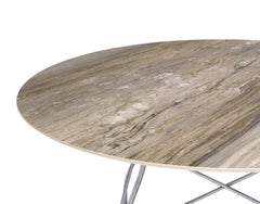 Kartell Round Glossy Table in Tropical Grey Chrome Frame by Antonio Citterio