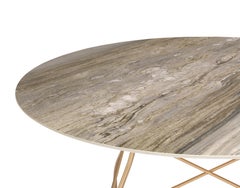 Kartell Round Glossy Table in Tropical Grey Marble by Antonio Citterio