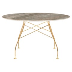 Kartell Round Glossy Table in Tropical Grey Marble by Antonio Citterio