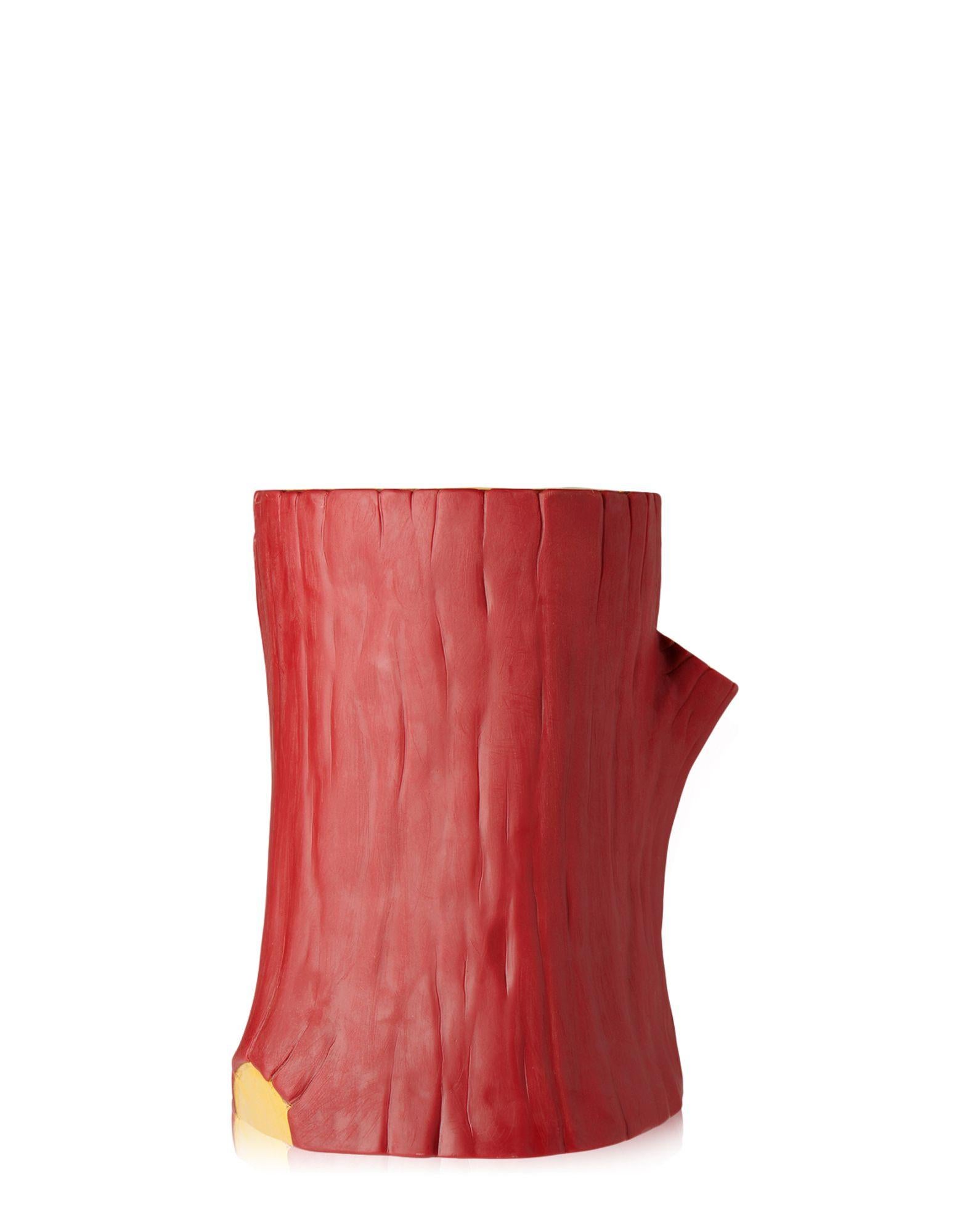 Italian Kartell Saint-Esprit Tree Trunk Table-Stool in Red & Green by Philippe Starck