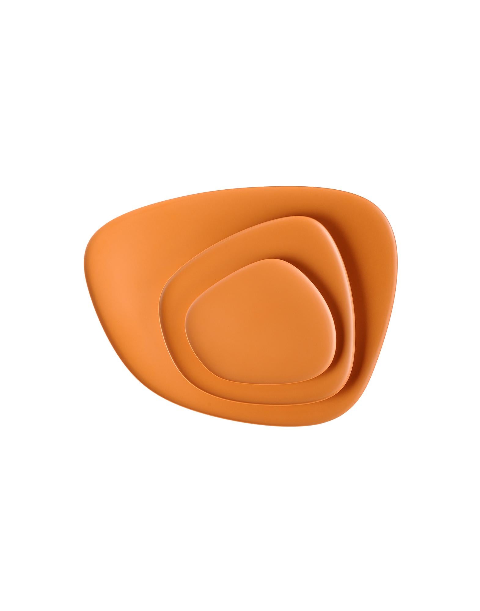 Modern Kartell Set of 3 Namaste Plates in Orange by Jean-Marie Massaud