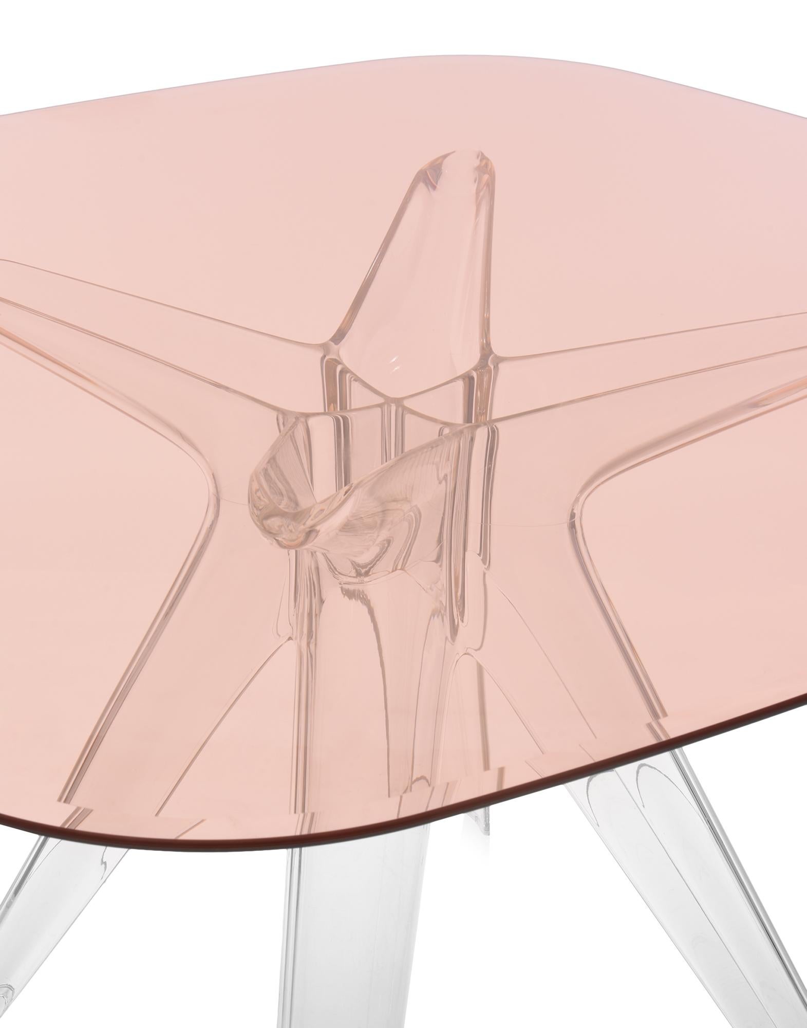 Kartell Sir Gio Square Coffee Table with Pink Top by Philippe Starck 1