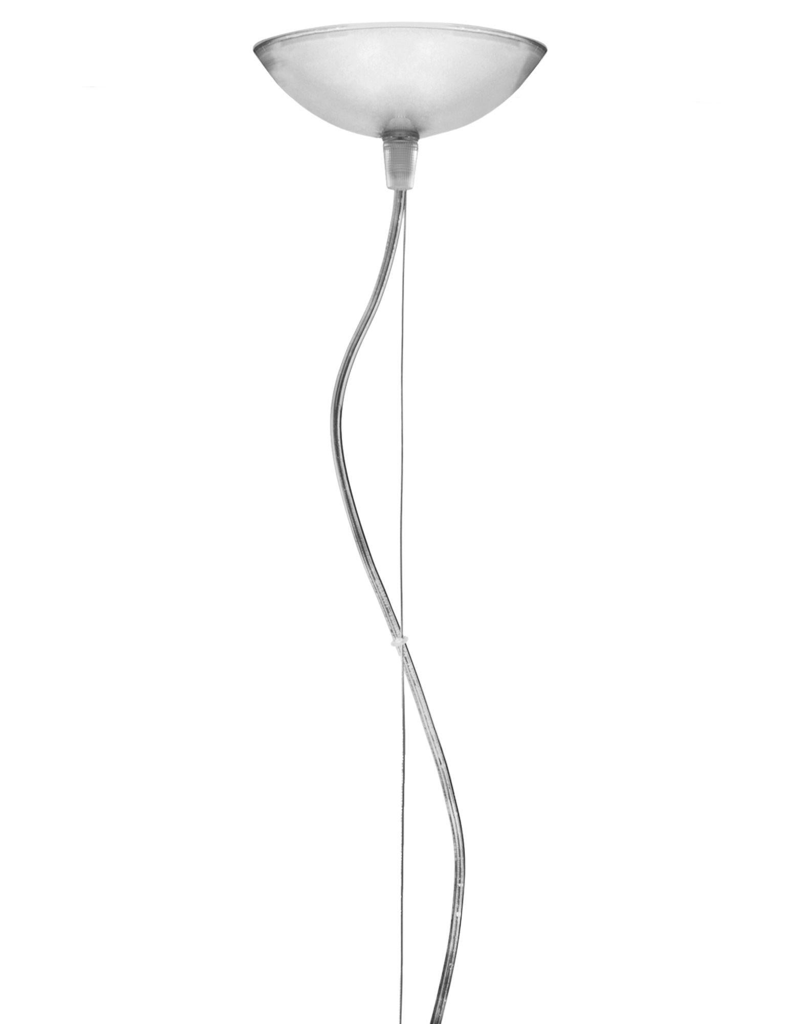 FL/Y pendant light small in crystal. It is a collection of pendant lamps designed by Ferruccio Laviani in 2002.

Dimensions: Shade height 11 in.; diameter 15 in.; unit weight 1.08 kg.; made of: PMMA. Assembly required. Voltage 120. Cord length