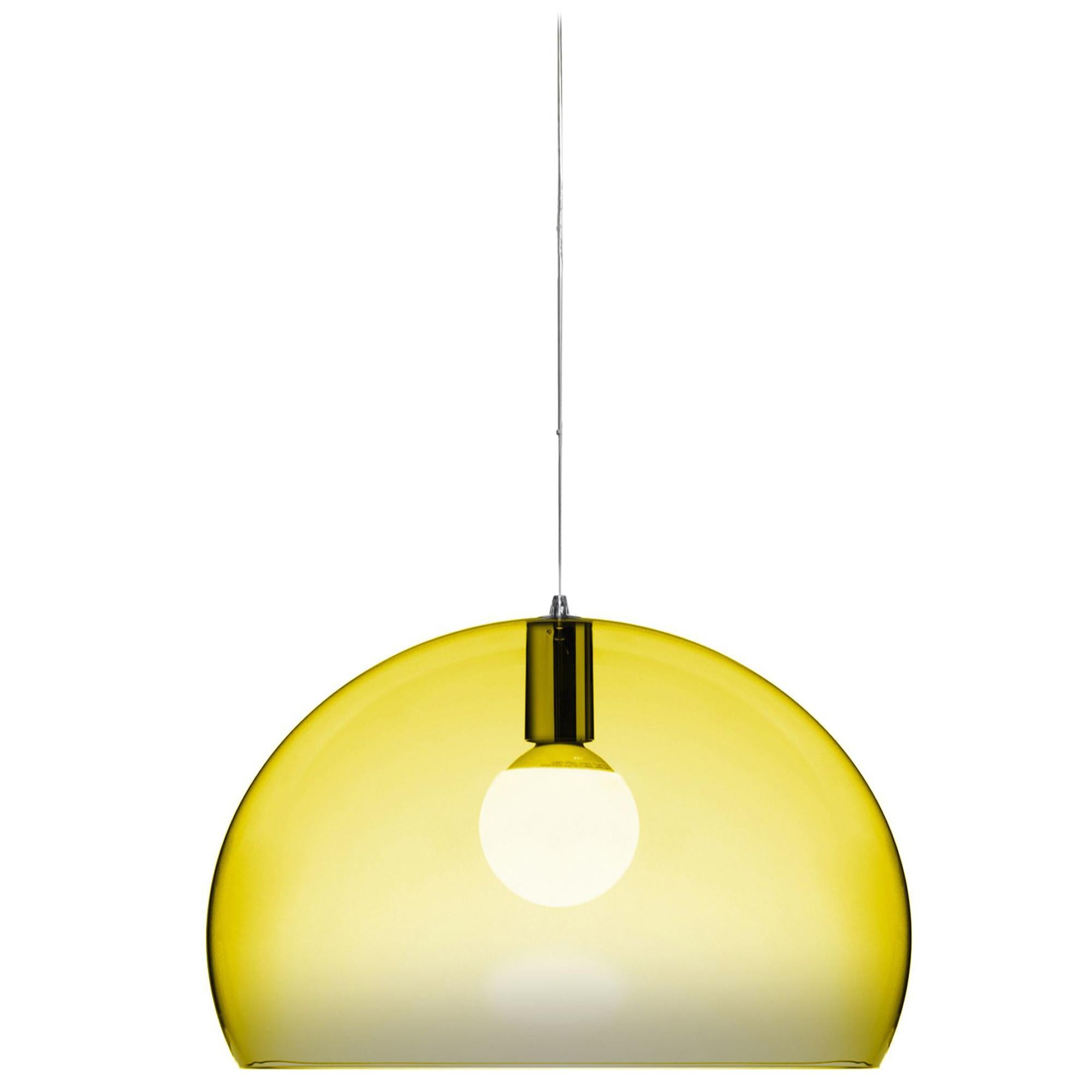 Kartell Small FL/Y Pendant Light in Yellow by Ferruccio Laviani For Sale