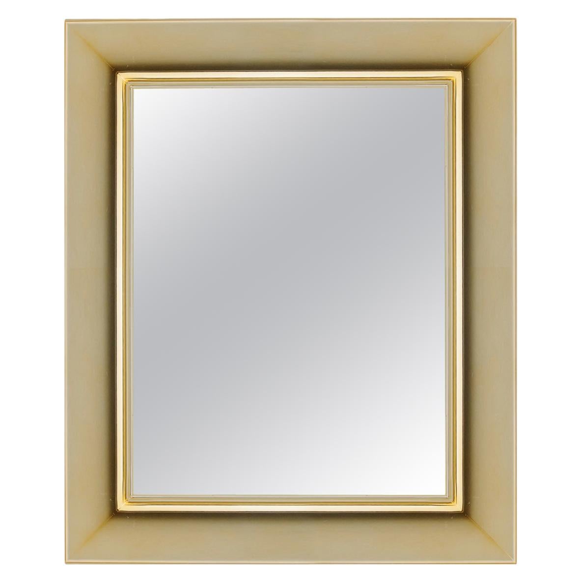 Kartell Small Rectangular Francois Ghost Mirror in Gold by Philippe Starck For Sale