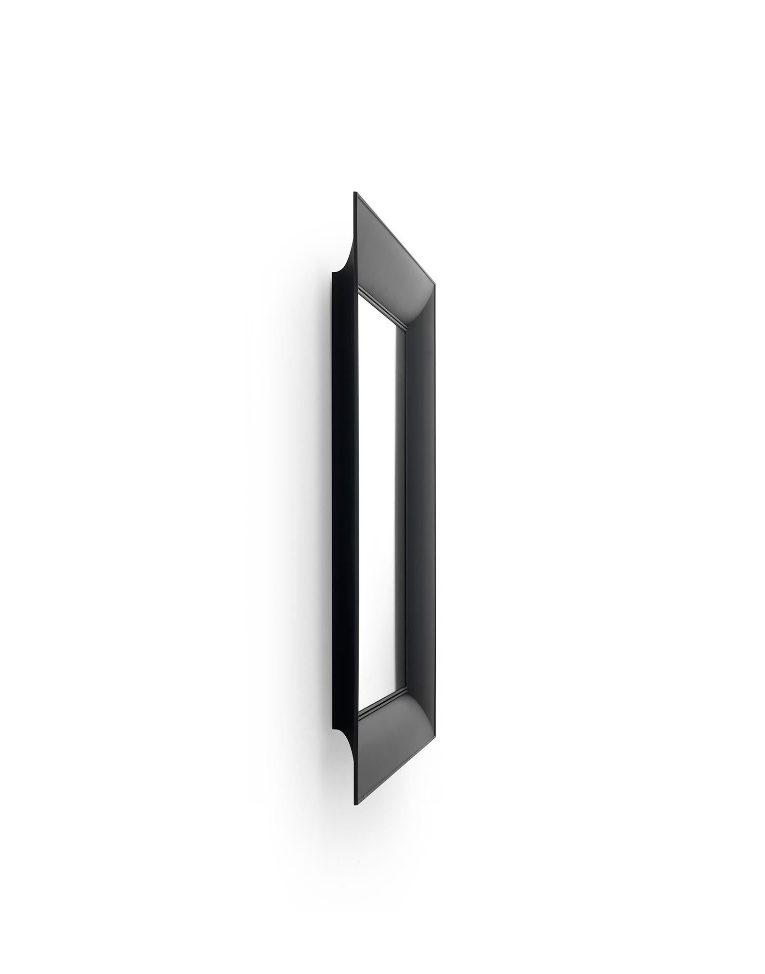 small square black frame mirror