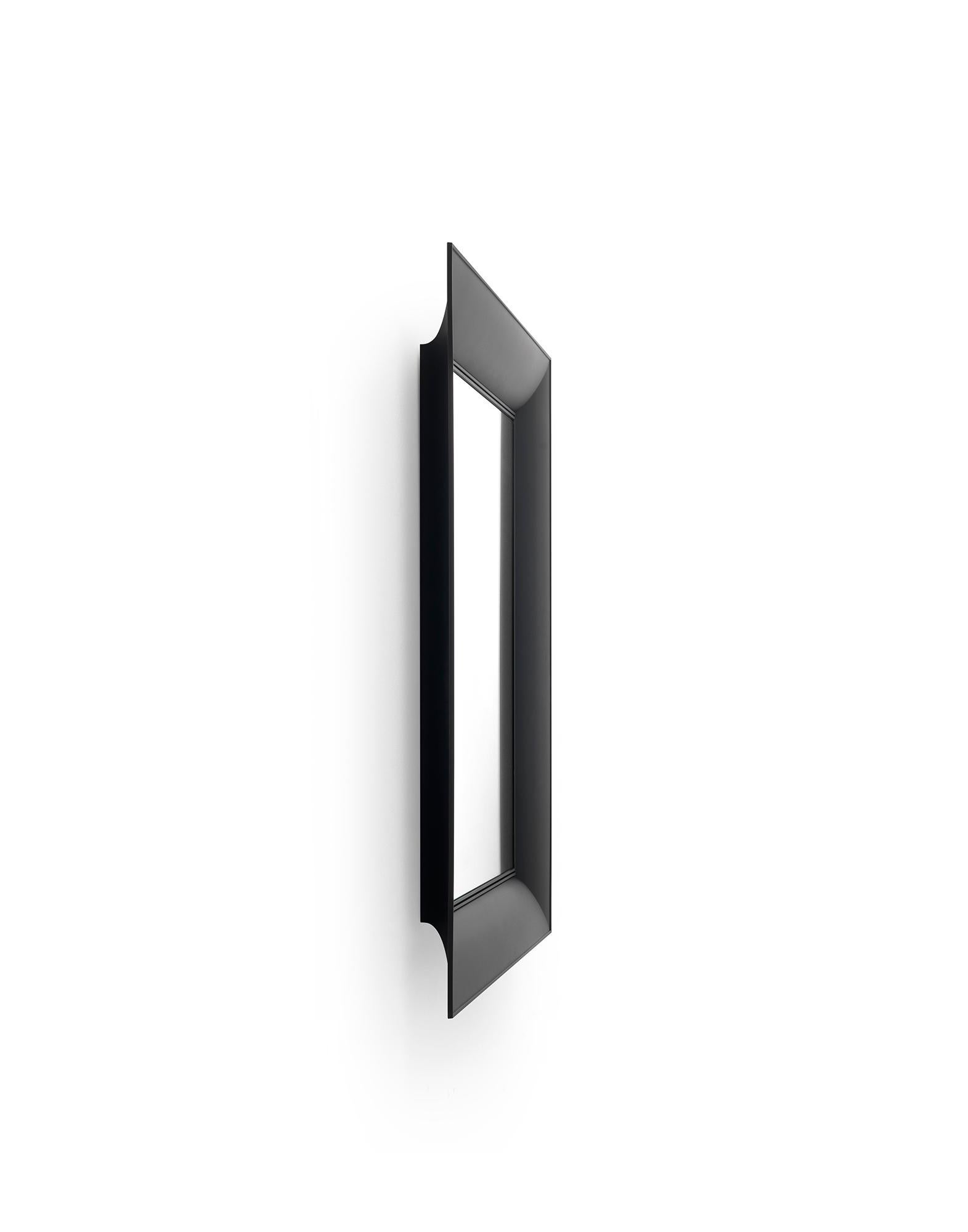 Modern Kartell Small Rectangular Francois Ghost Mirror in Mat Black by Philippe Starck For Sale