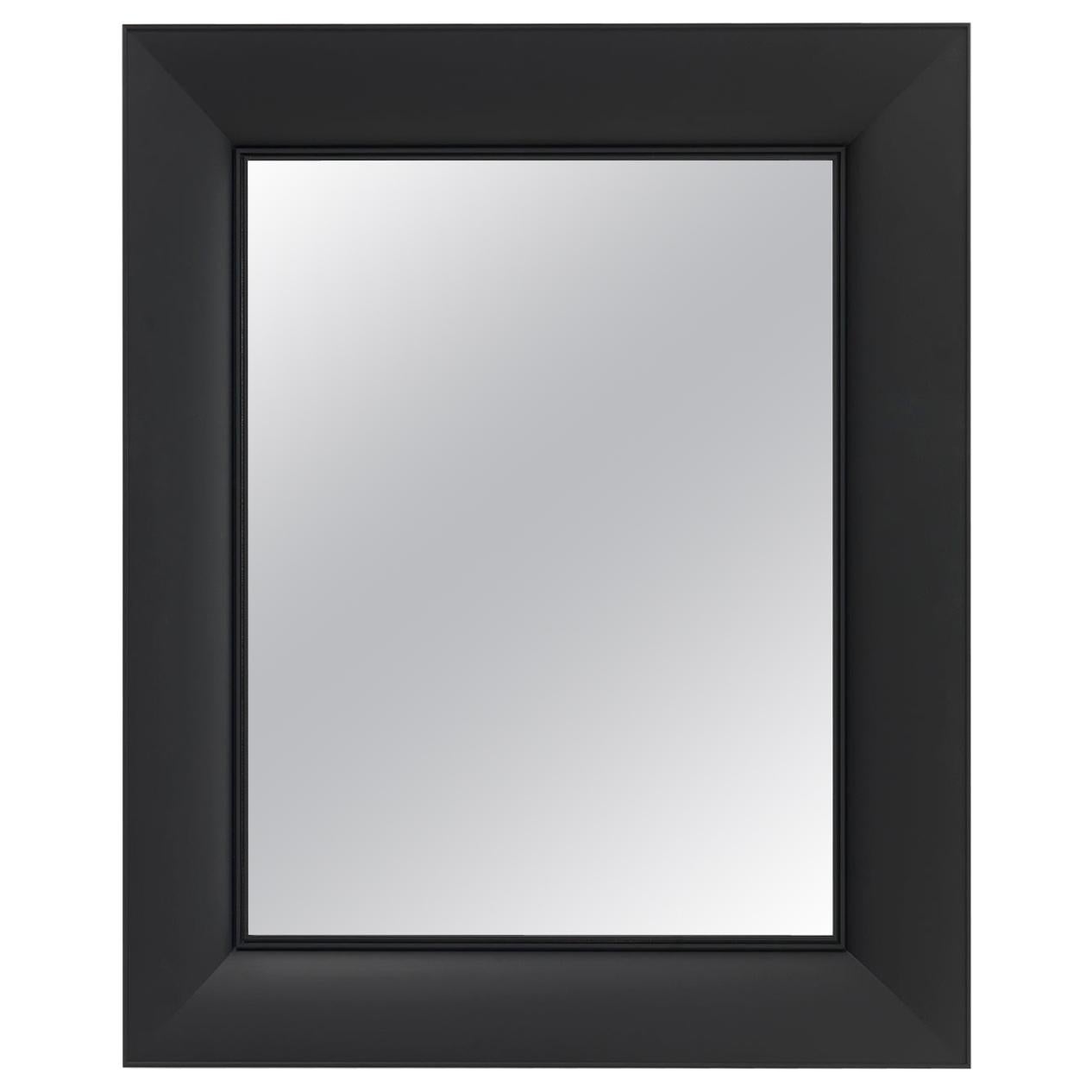 Kartell Small Rectangular Francois Ghost Mirror in Mat Black by Philippe Starck