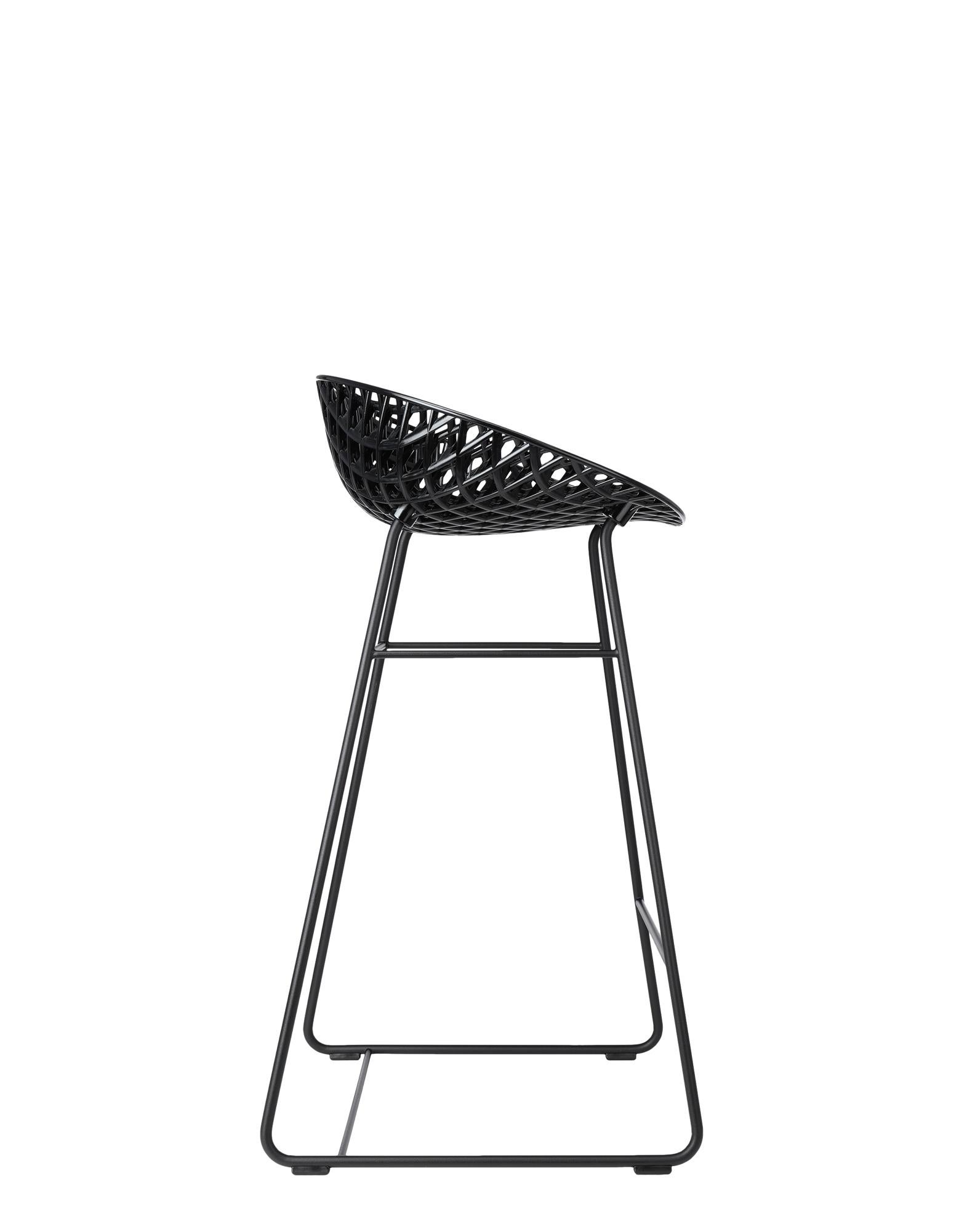 Modern Kartell Smatrik Outdoor Stool in Black by Tokujin Yoshioka For Sale