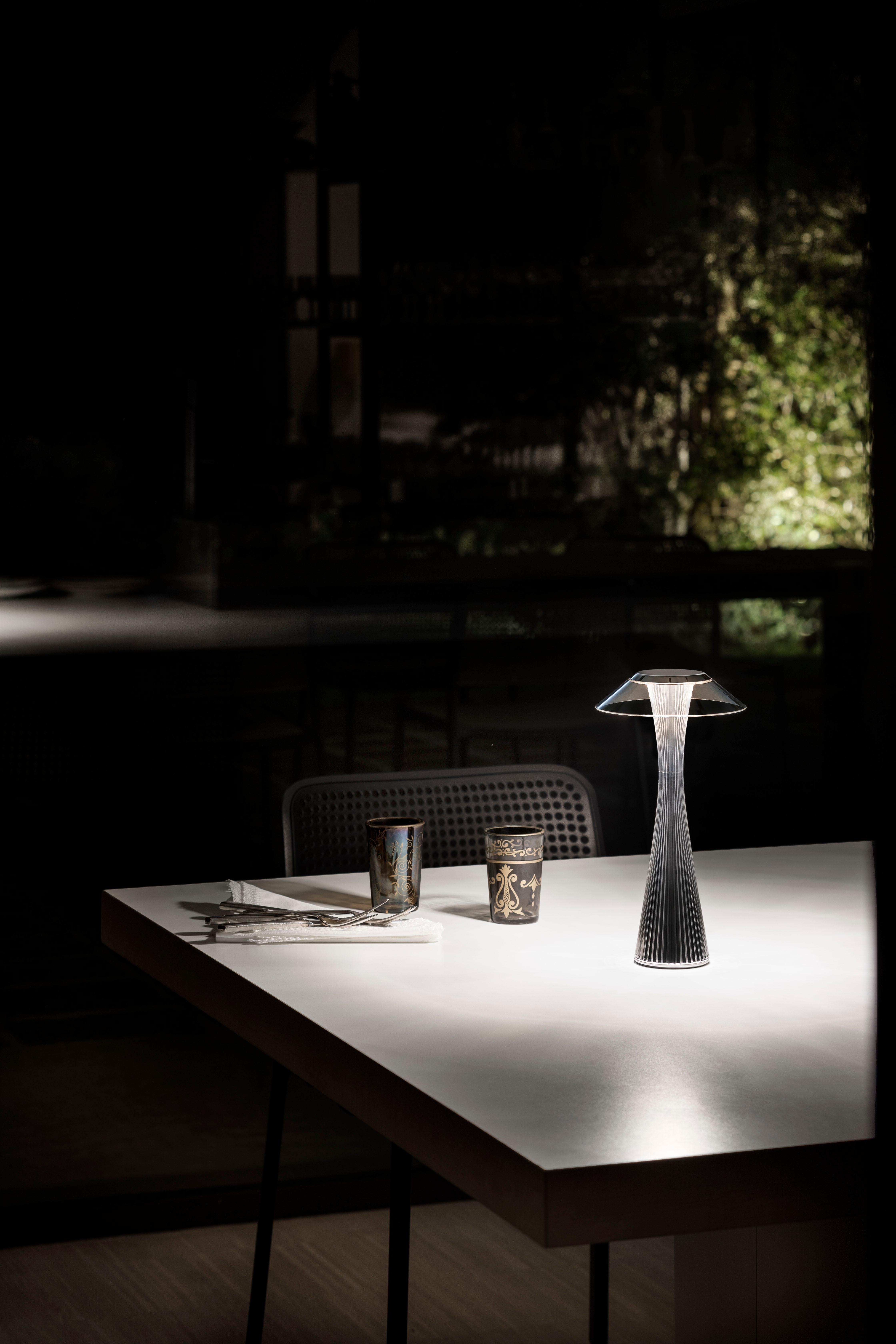 Kartell Space Lampe aus Titan mit klarem Schirm von Adam Tihany (Kunststoff) im Angebot