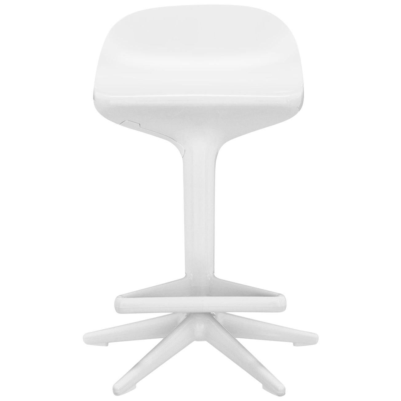 Kartell Spoon Adjustable Stool in White by Antonio Citterio & Toan Nguyen For Sale