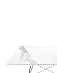 Kartell Square Glossy Table in Marble White Chrome Frame by Antonio Citterio