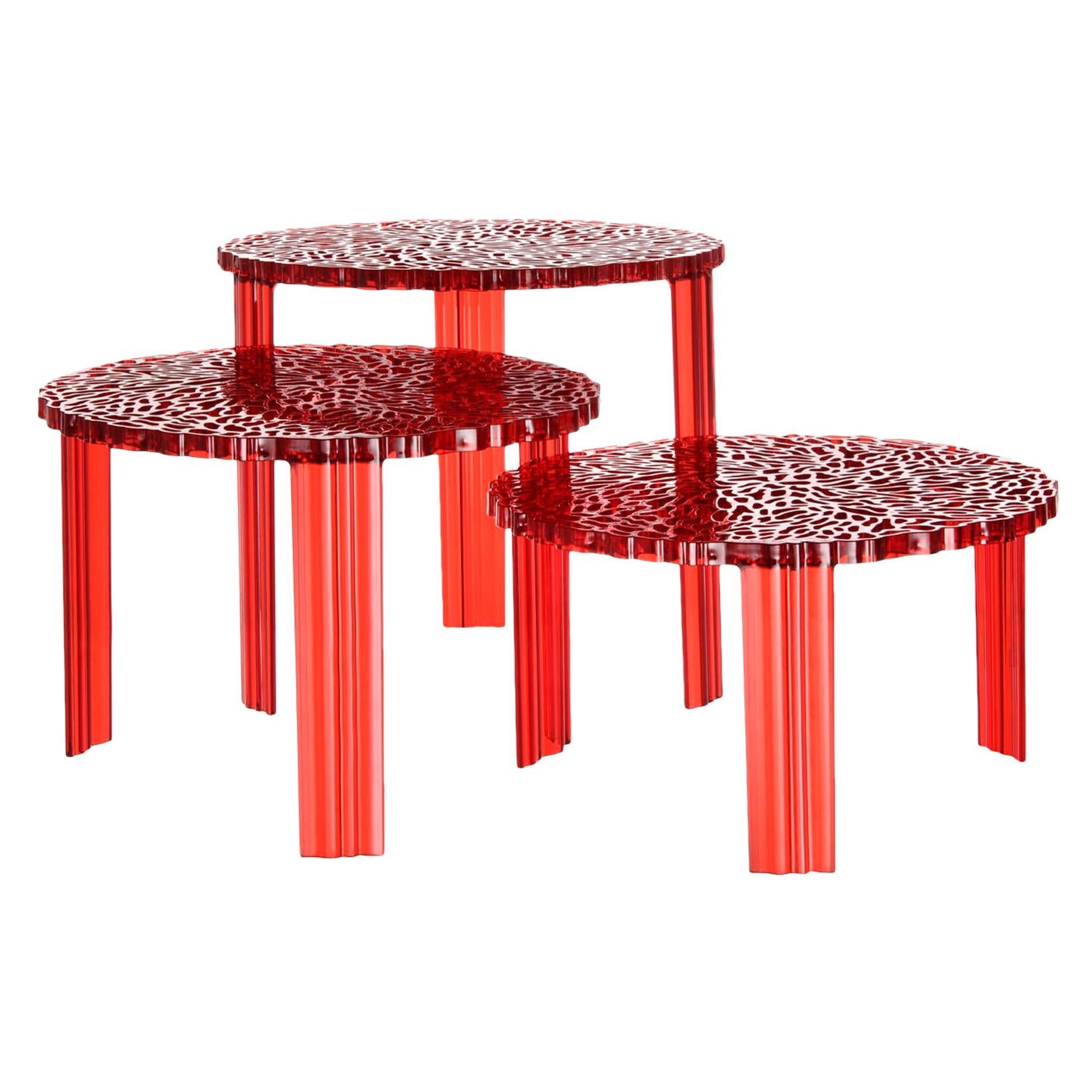 Table Kartell T-Table de Patricia Urquiola en rouge en vente