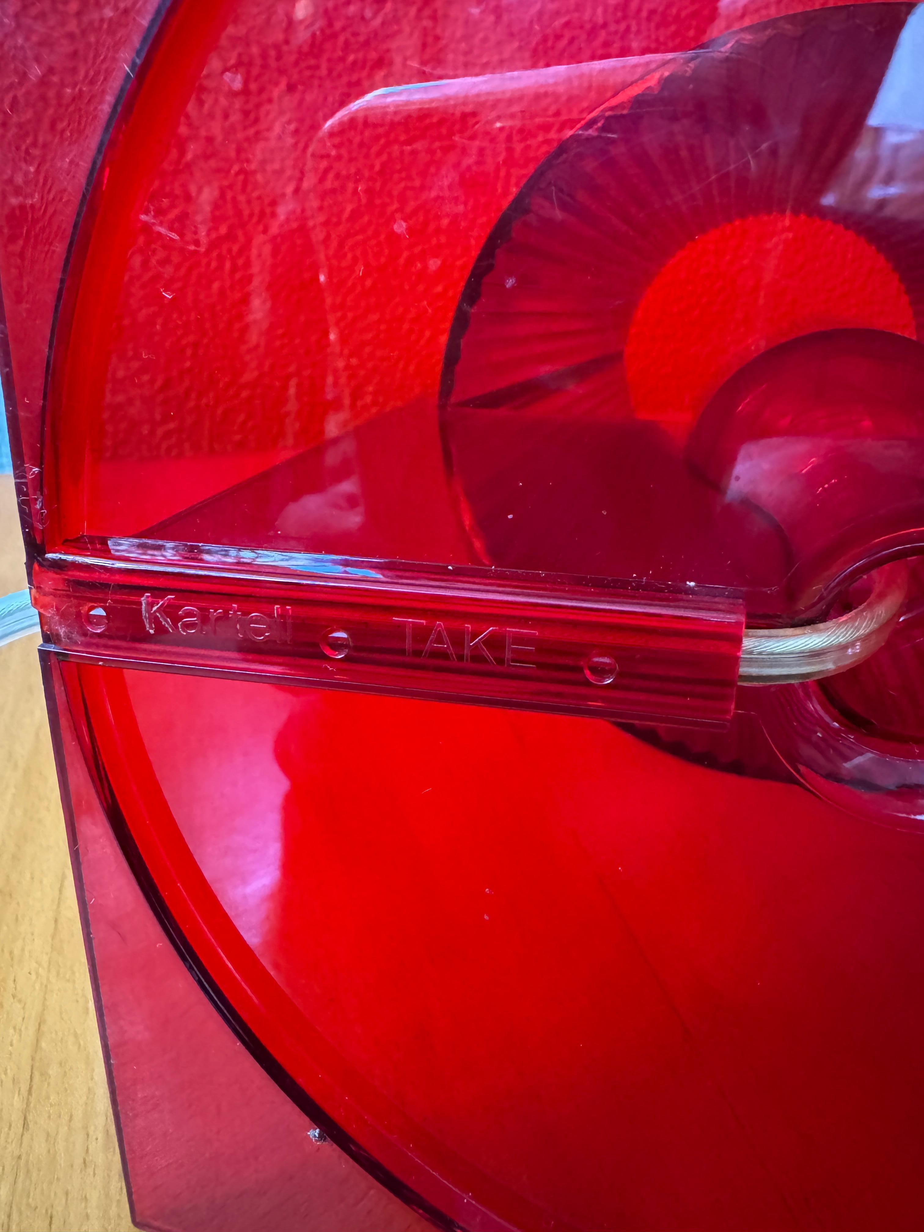 Kartell Lampada da tavolo Ferruccio Laviani Rosso Policarbonato Trasparente 2003 in vendita 8