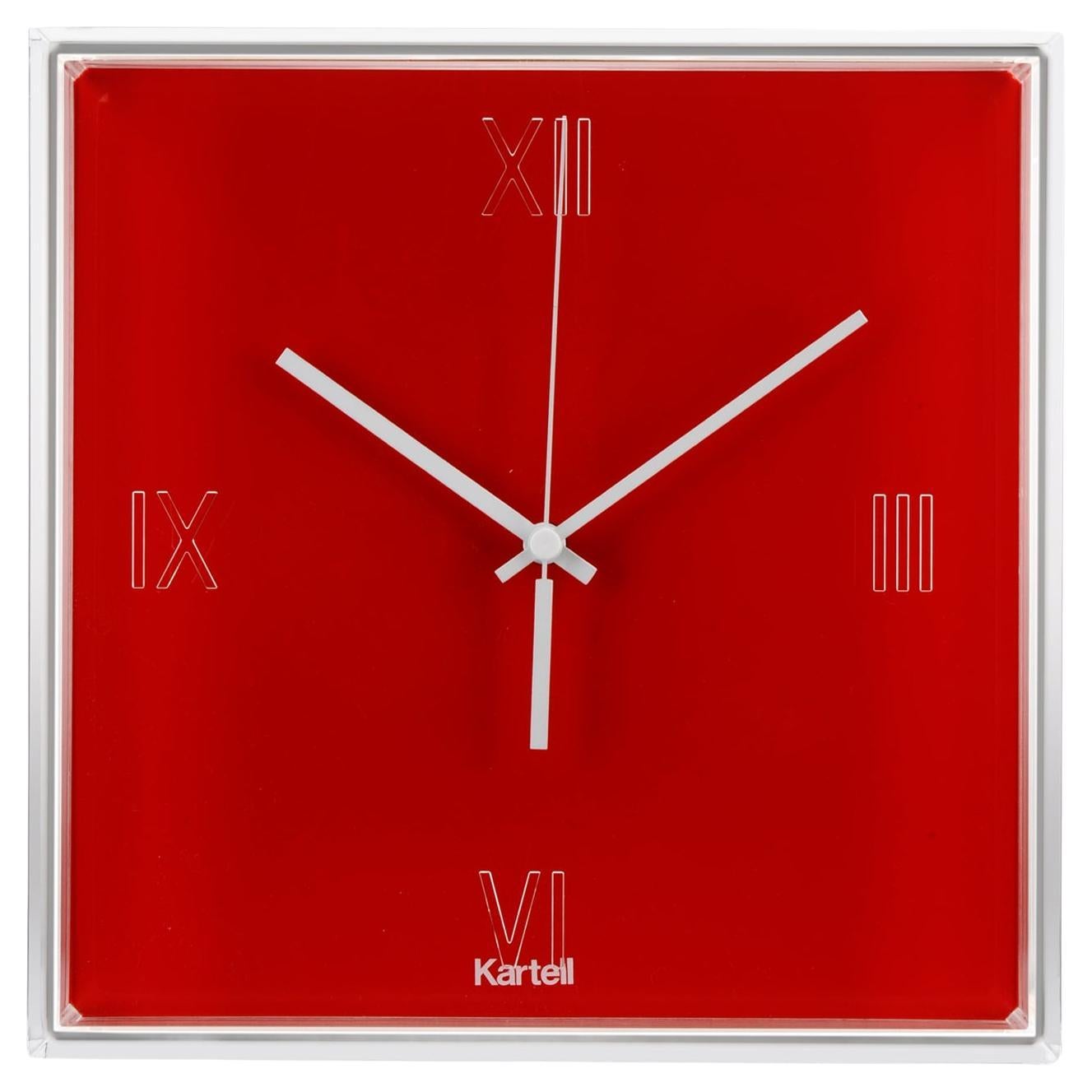 Kartell Tic & Tac Clock in Orange Red by Philippe Starck & Eugeni Quitllet For Sale
