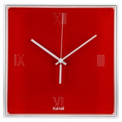 Vintage Kartell Tic & Tac Clock in Orange Red by Philippe Starck & Eugeni Quitllet