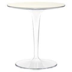 Kartell Tip Top Bar Table in White Glass Top and  by Philippe Starck