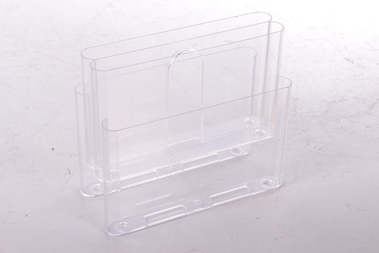 Mid-Century Modern Kartell Transparent Magazine Rack by Giotto Stoppino, 1970s For Sale
