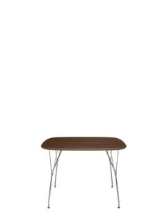 Kartell Viscount of Wood Table by Philippe Stark in Walnut and Chrome Frame