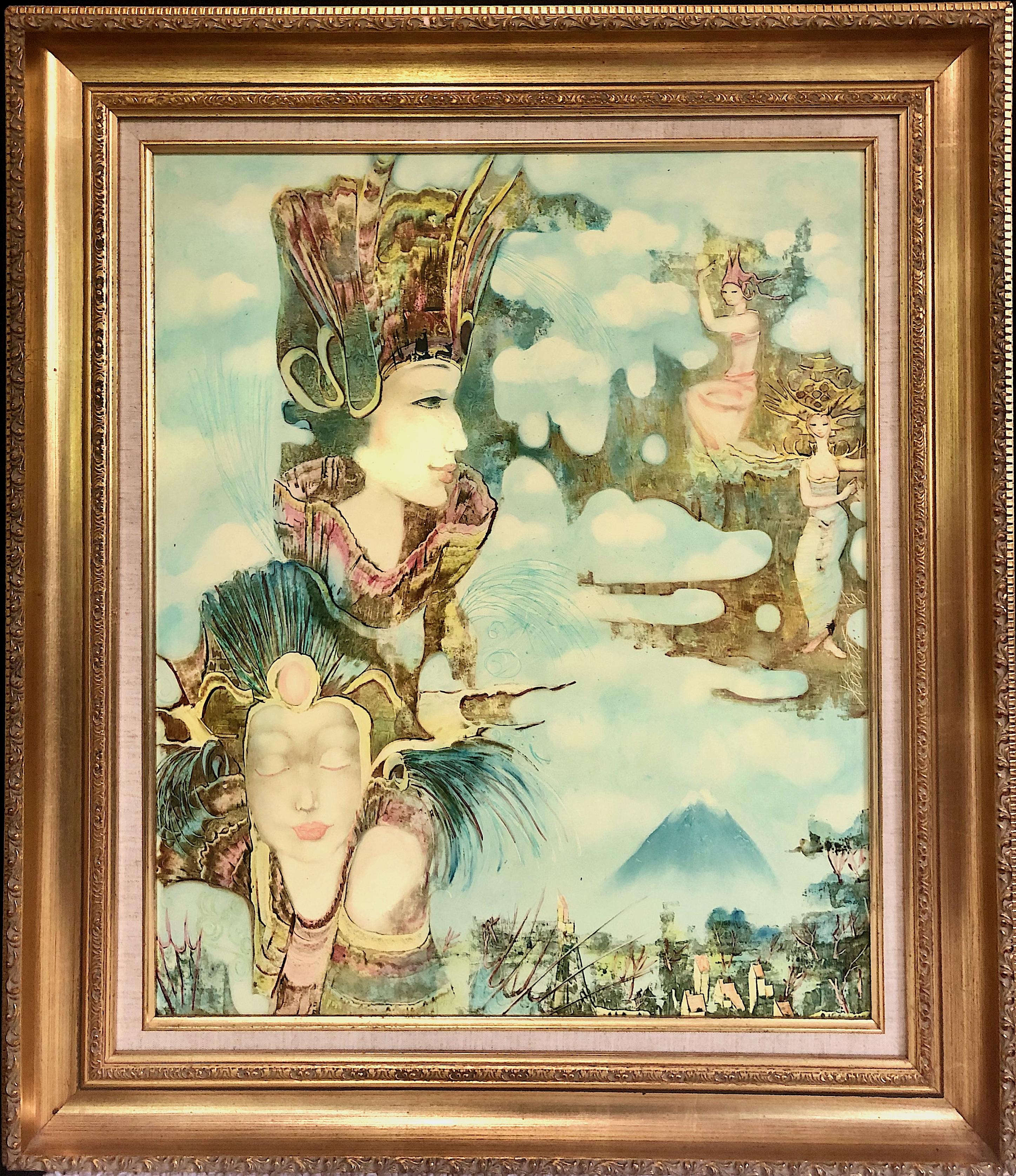 Kartika Figurative Painting - Balinese Spiritual Figures in a Surreal Painting