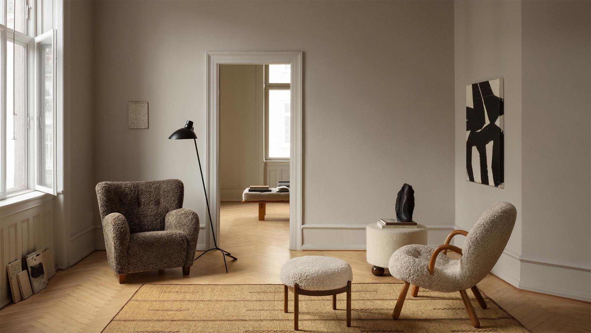 Contemporary Karu Lounge Chairs in Sheepskin by Dagmar For Sale
