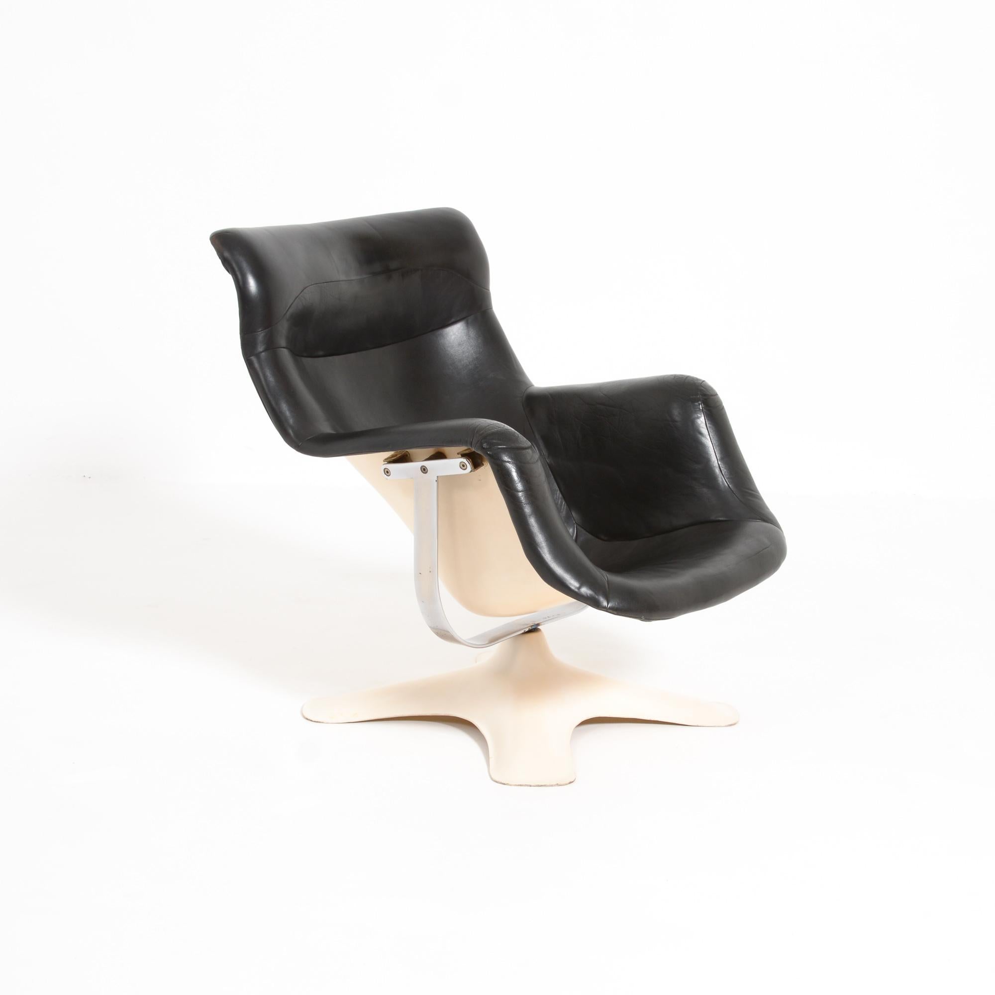 Leather Karuselli Lounge Chair by Yrjo Kukkapuro for Haimi