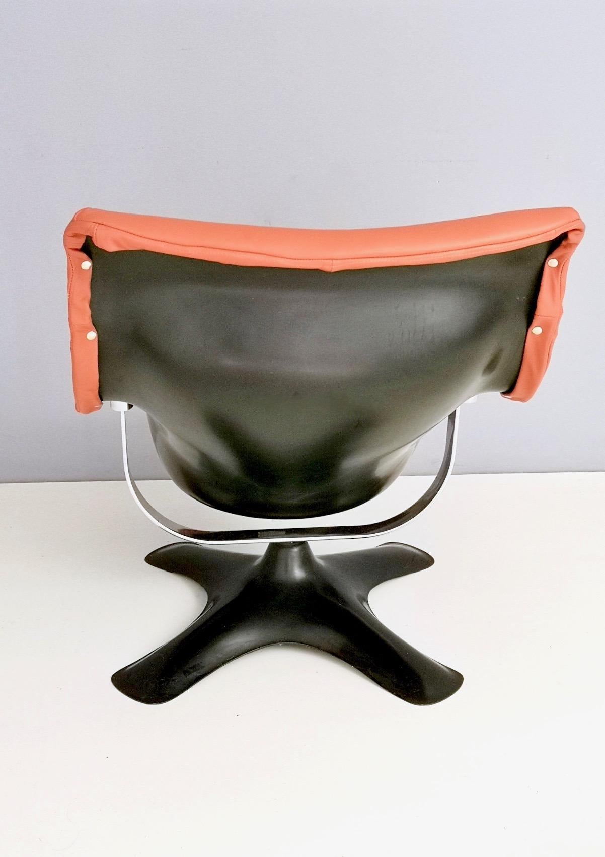 Finnish Karuselli Lounge Chair by Yrjö Kukkapuro for Haimi in Orange Leather, 1960s