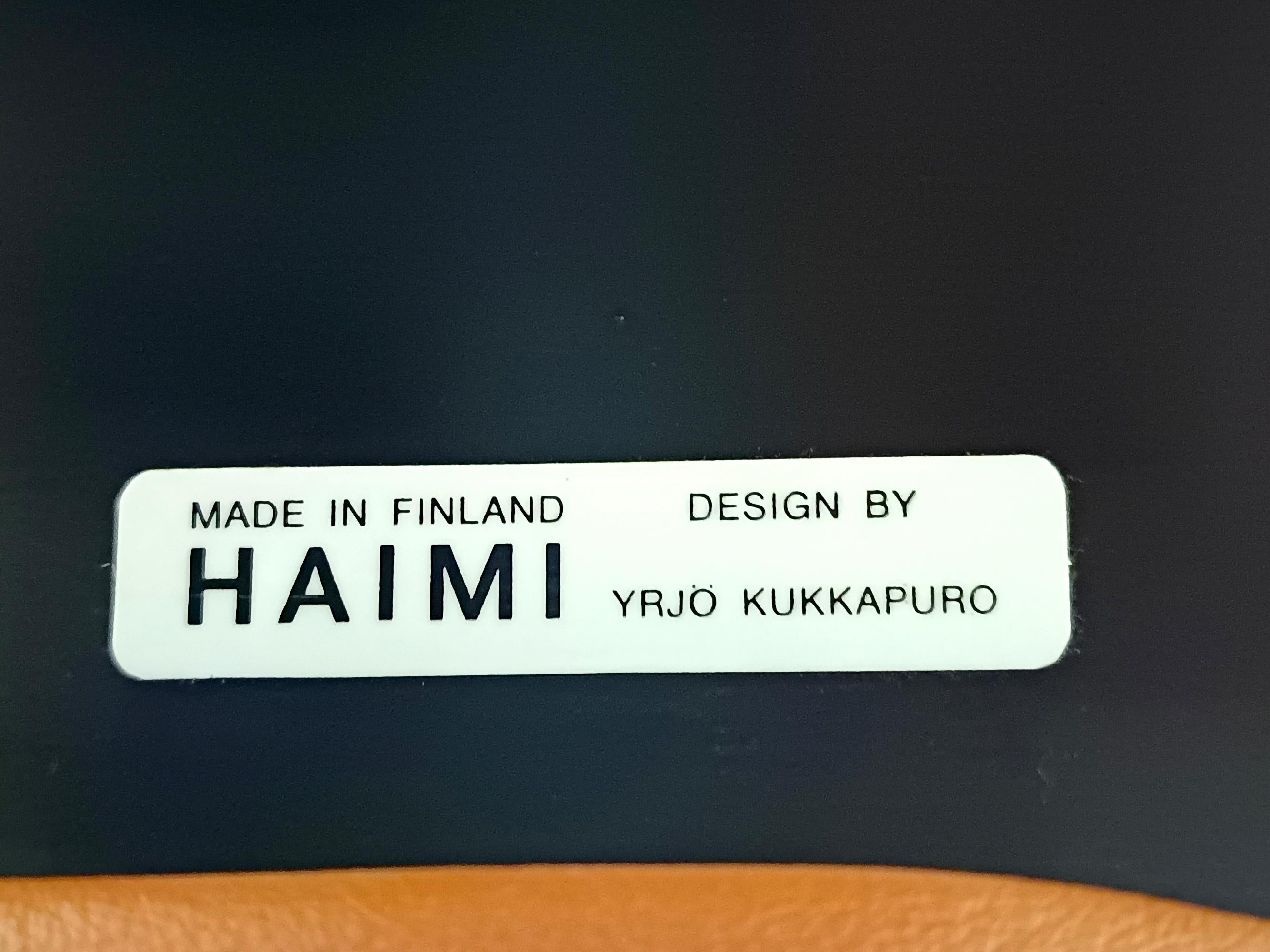Karuselli Lounge Chair by Yrjö Kukkapuro for Haimi in Orange Leather, 1970s For Sale 8