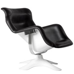 Karuselli Lounge Chair with Black Leather by Yrjö Kukkapuro & Artek