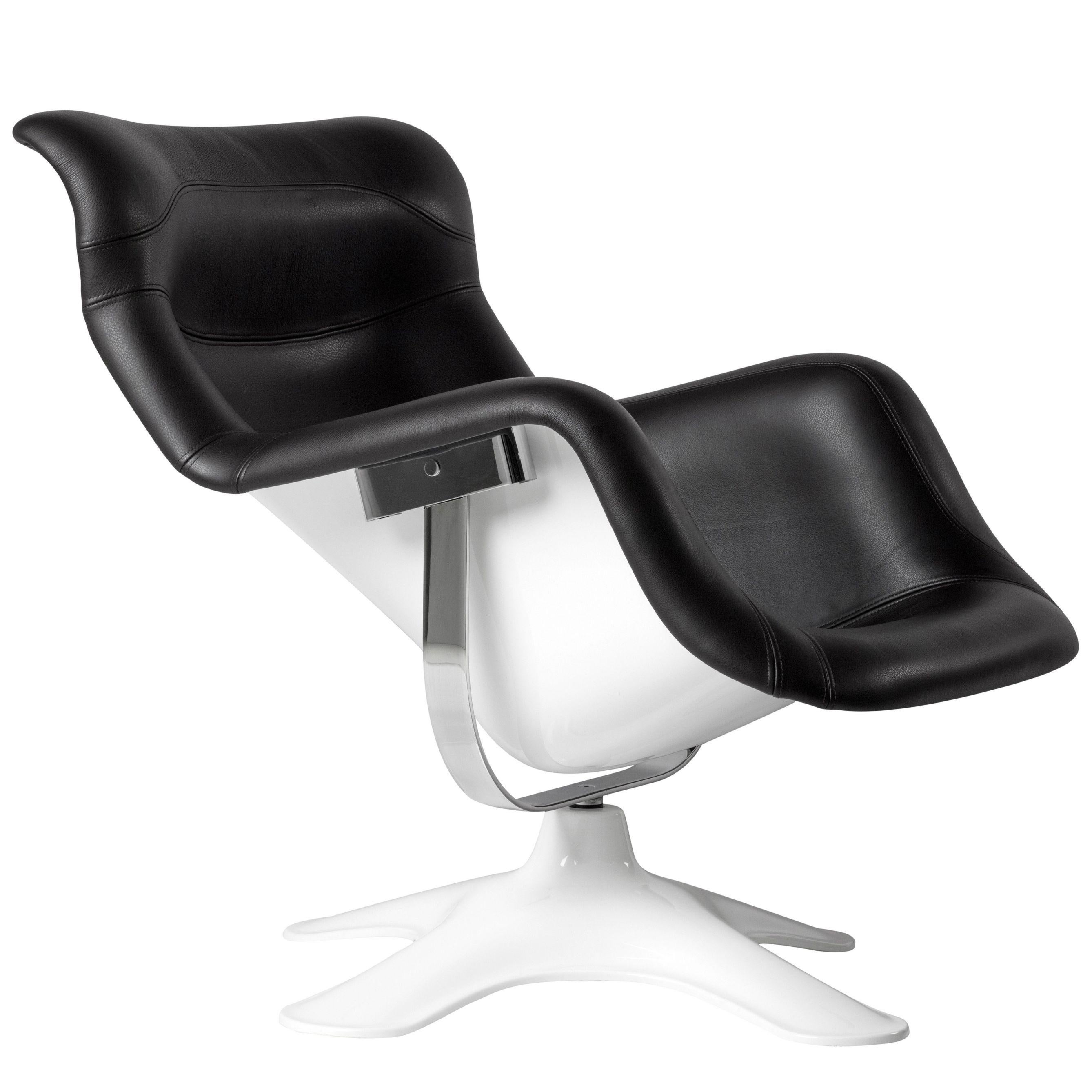 Mid-Century Modern Karuselli Lounge Chair with White Leather by Yrjö Kukkapuro & Artek