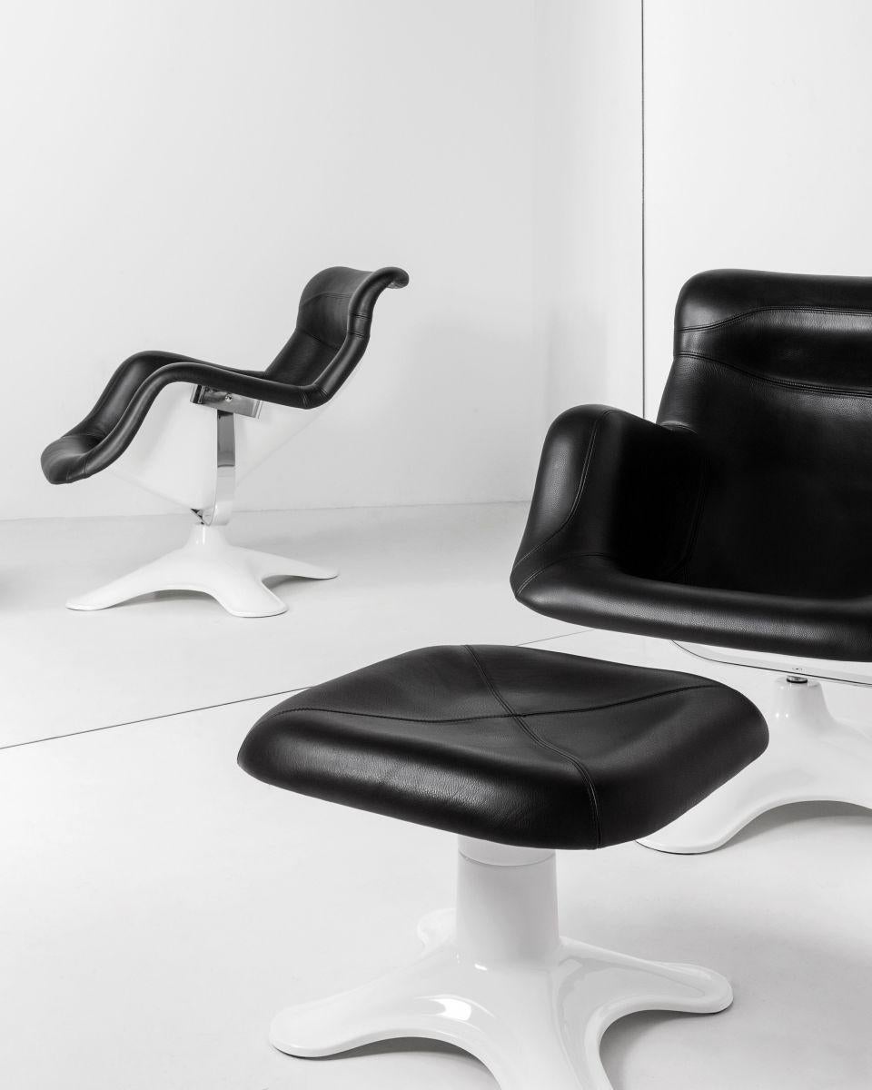 Karuselli Lounge Chair with White Leather by Yrjö Kukkapuro & Artek In New Condition In Glendale, CA