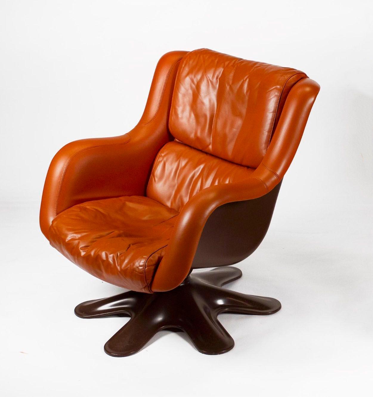 Mid-Century Modern Karuselli Tilt & Swivel Lounge Chair by Yrjo Kukkapuro for Haimi Finland 1960s For Sale