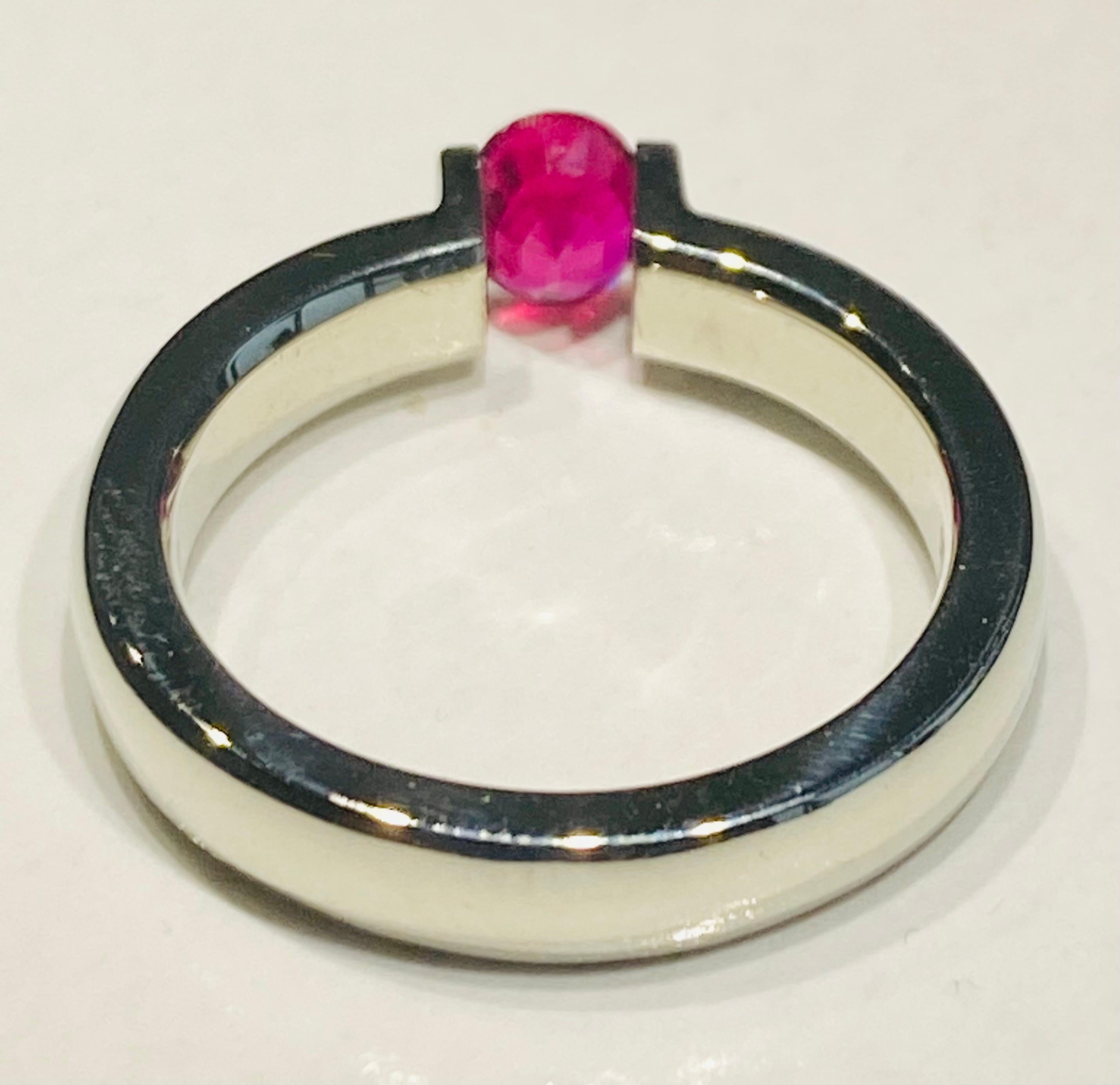 A Kary Adam Designed, 18kt White Gold Ruby Tension Ring 1